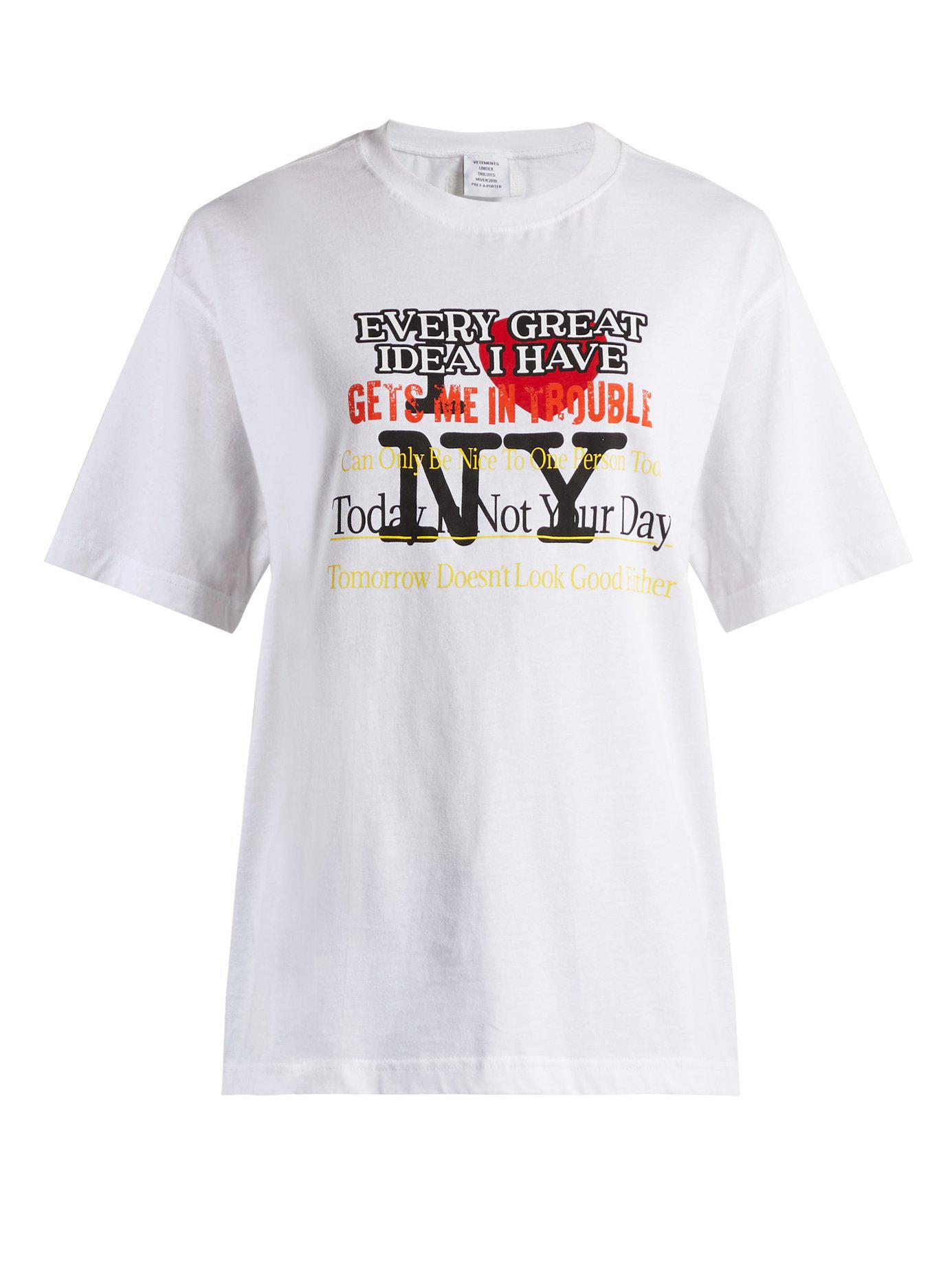 Vetements New York Print Cotton T Shirt in White | Lyst Canada