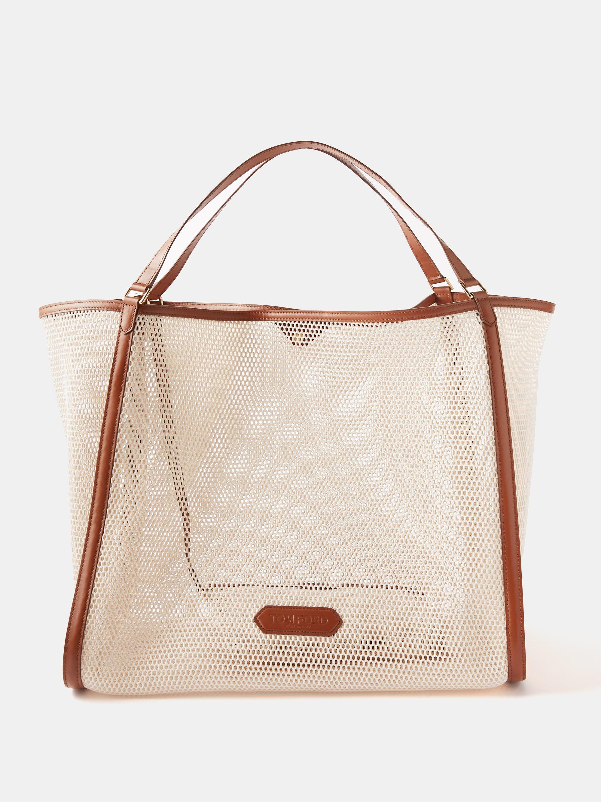 Tom Ford Leather-trim Mesh Tote Bag in Natural for Men | Lyst