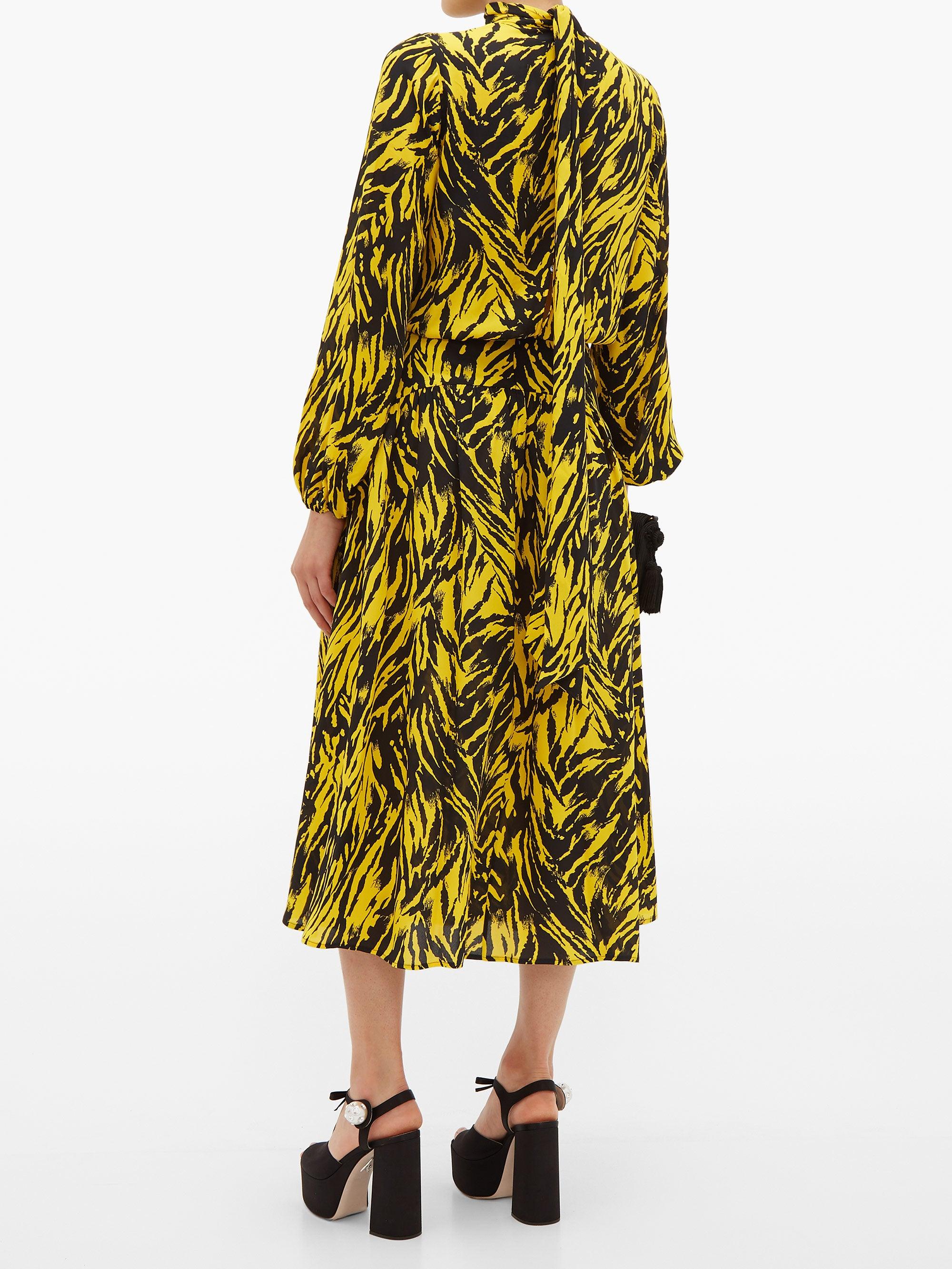 Yellow and black shop zebra print dress