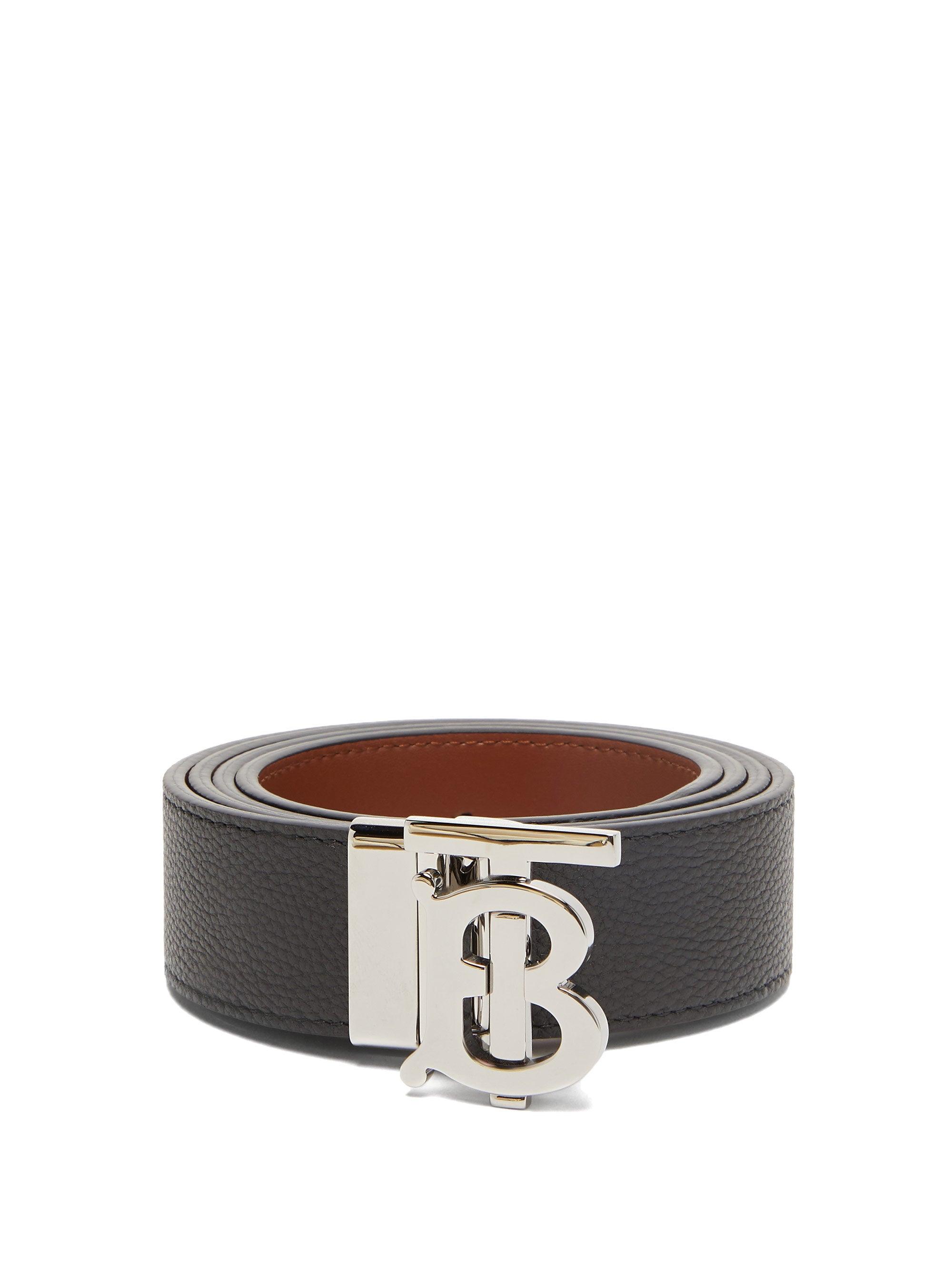 Burberry Tb-logo Leather Belt in Black for Men - Lyst