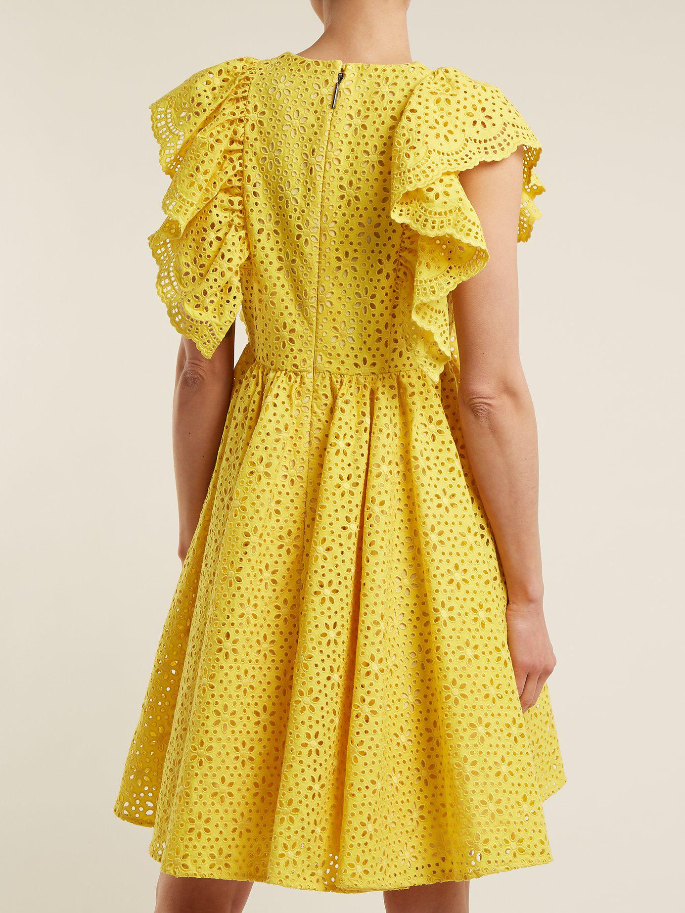 yellow broderie anglaise dress