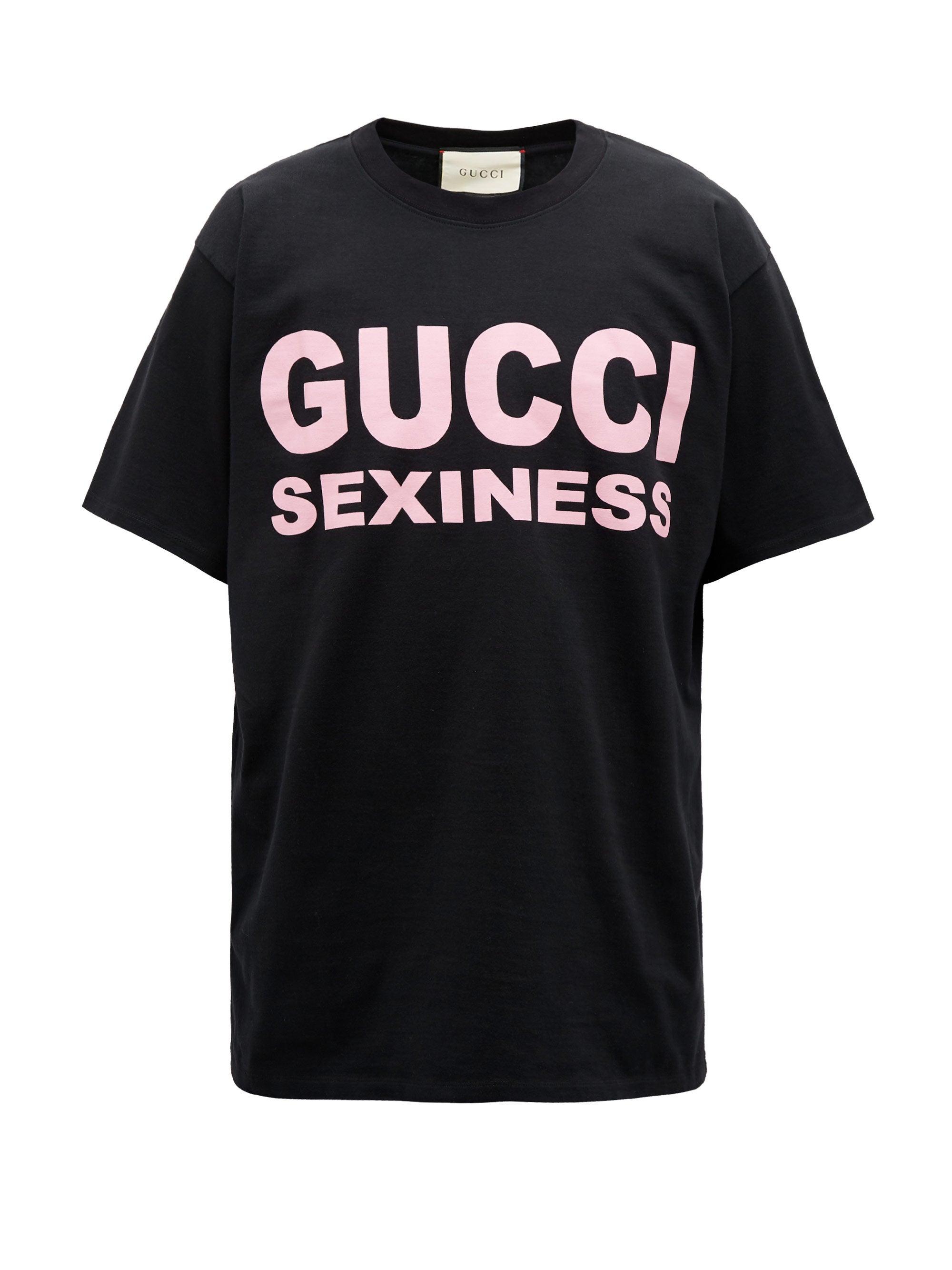 Gucci Sexiness Logo T-shirt in Black for Men | Lyst UK
