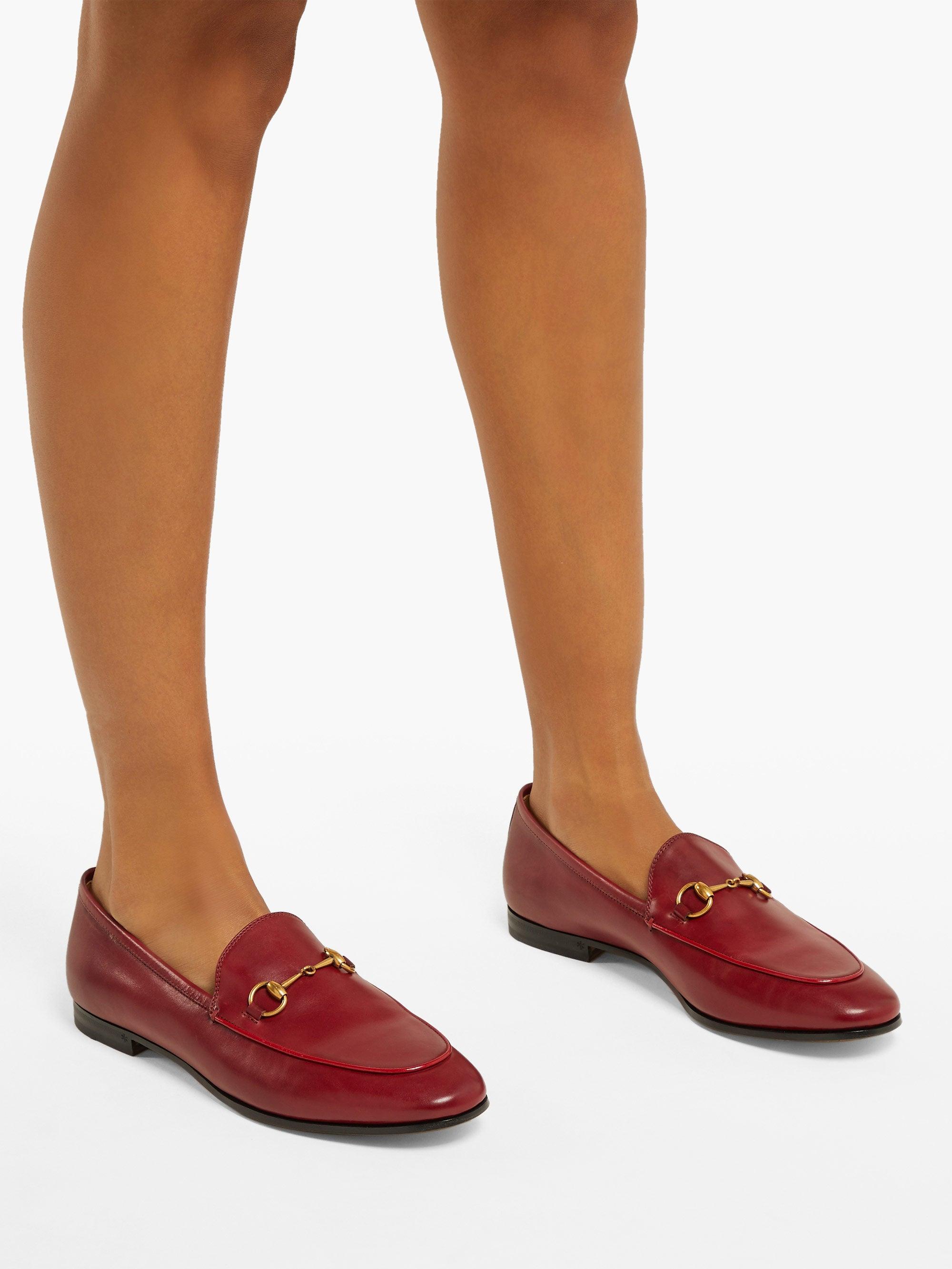 Gucci Jordaan Leather Loafers in Red - Lyst
