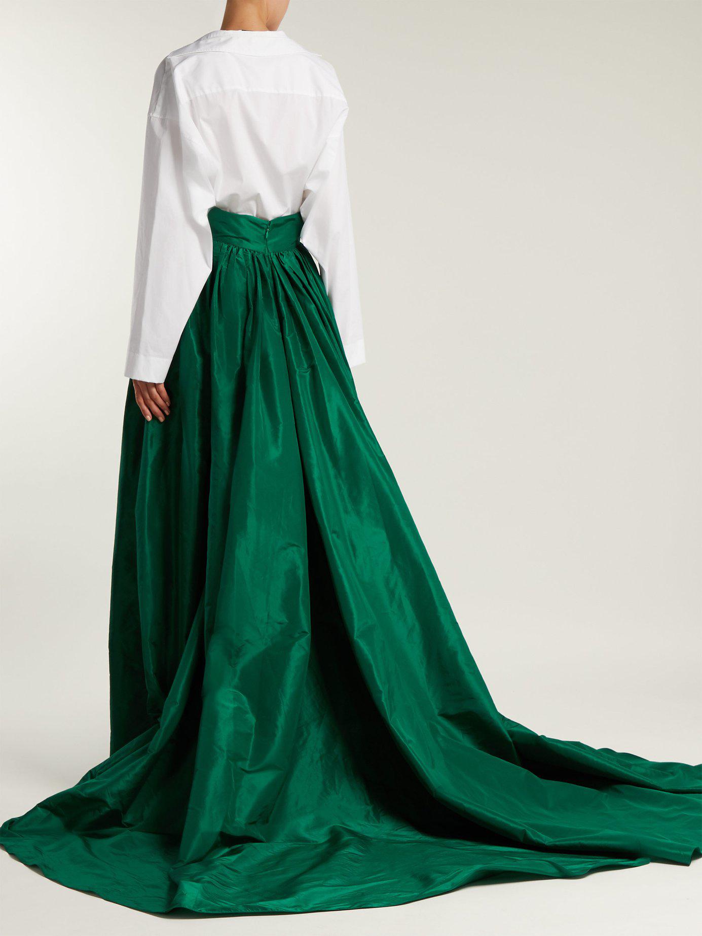 Carolina Herrera High Rise Silk Taffeta Ball Gown Skirt in Green - Lyst
