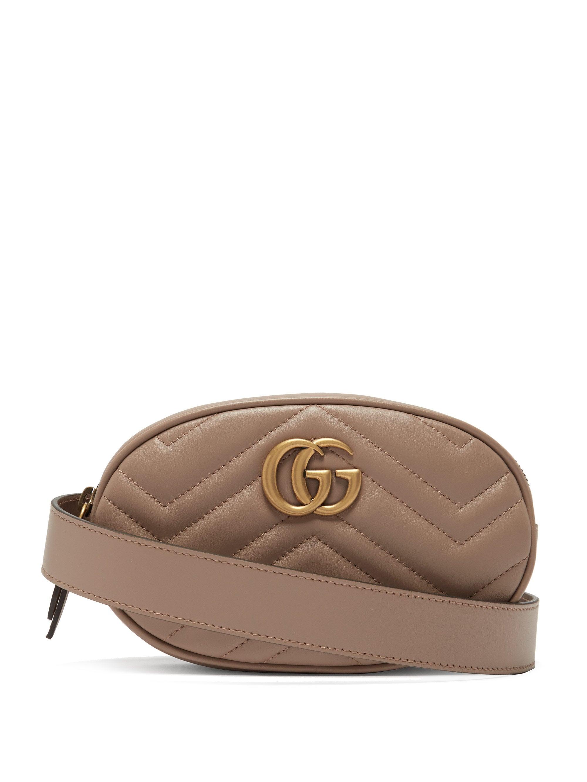 Gucci GG Marmont Quilted-leather Belt Bag in Brown | Lyst