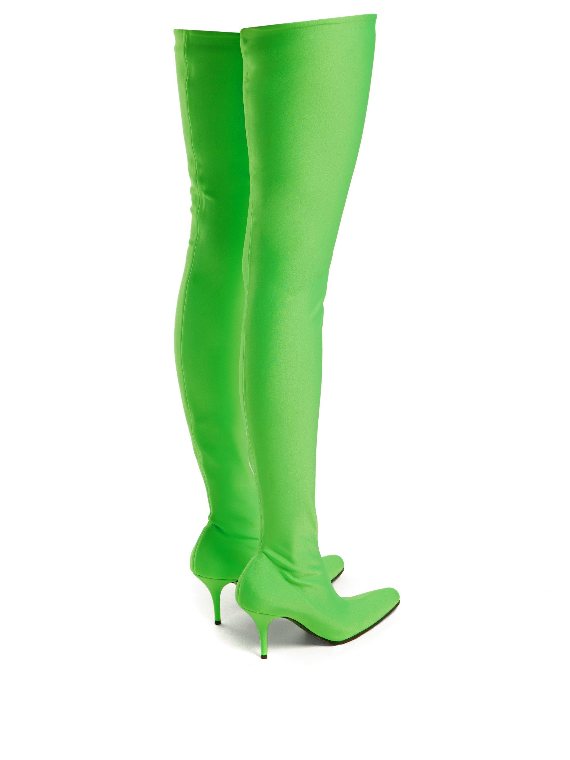 Balenciaga Over-the-knee Sock Boots in Green | Lyst