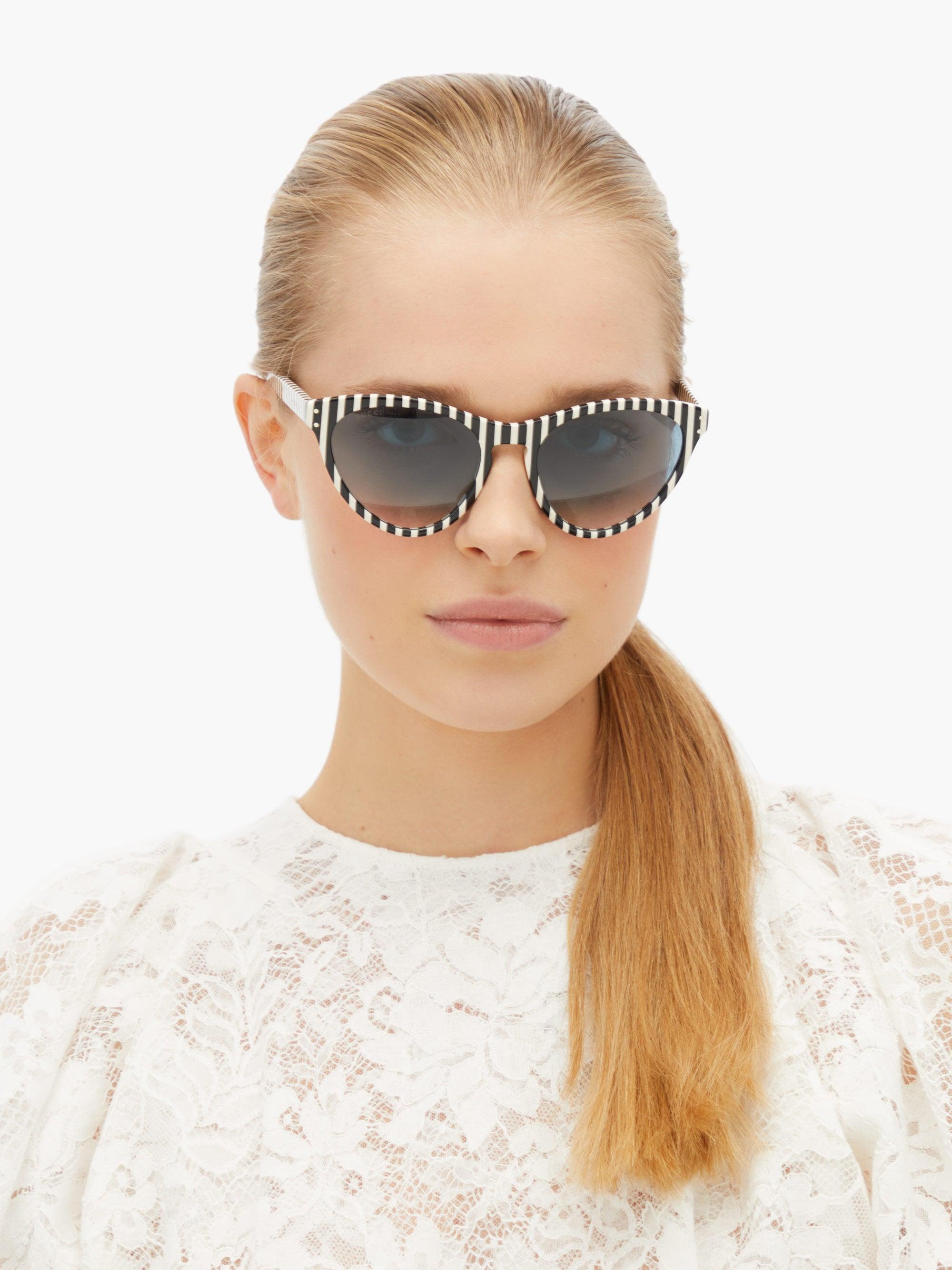Gucci Lace Striped Oversized Cat-eye 