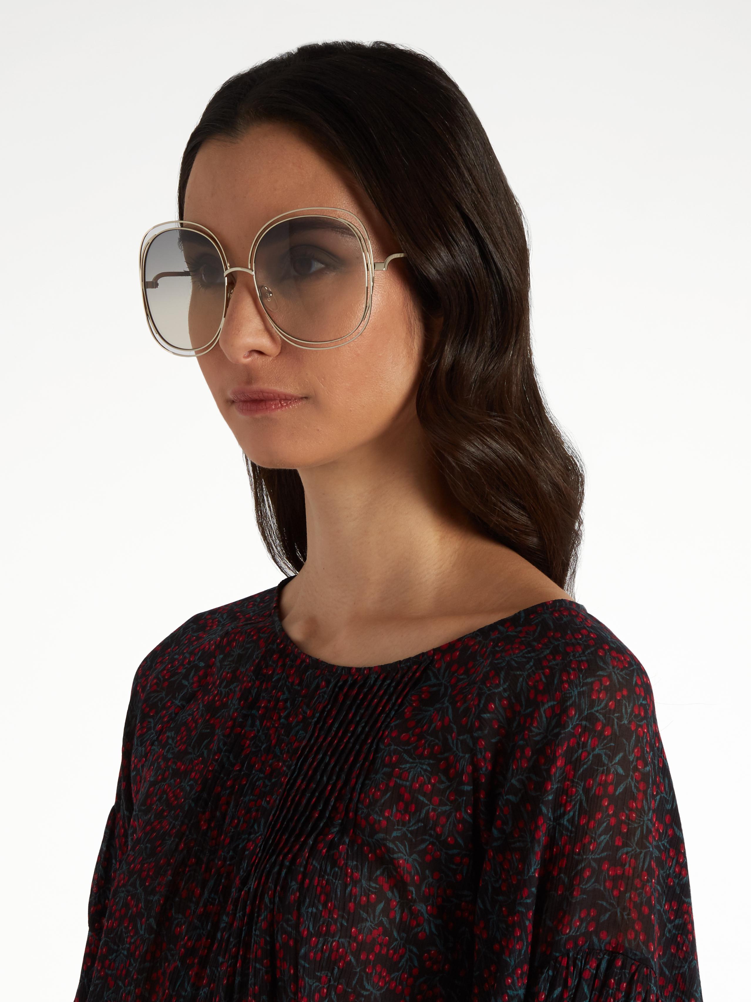 Chloé Modified Oversized Square-frame Sunglasses in Metallic | Lyst UK