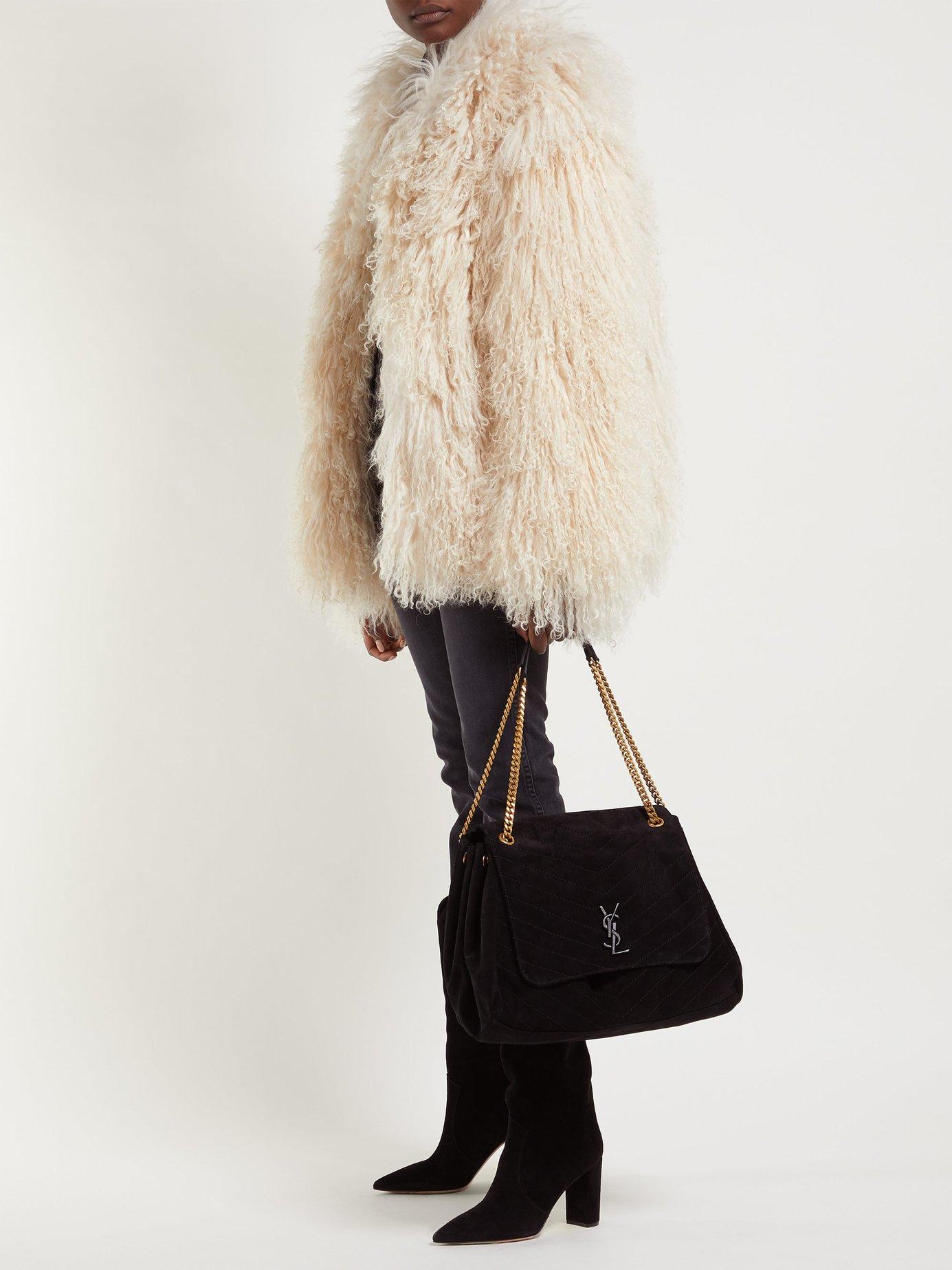 Saint Laurent Nolita Large Quilted Suede Shoulder Bag in Black - Lyst