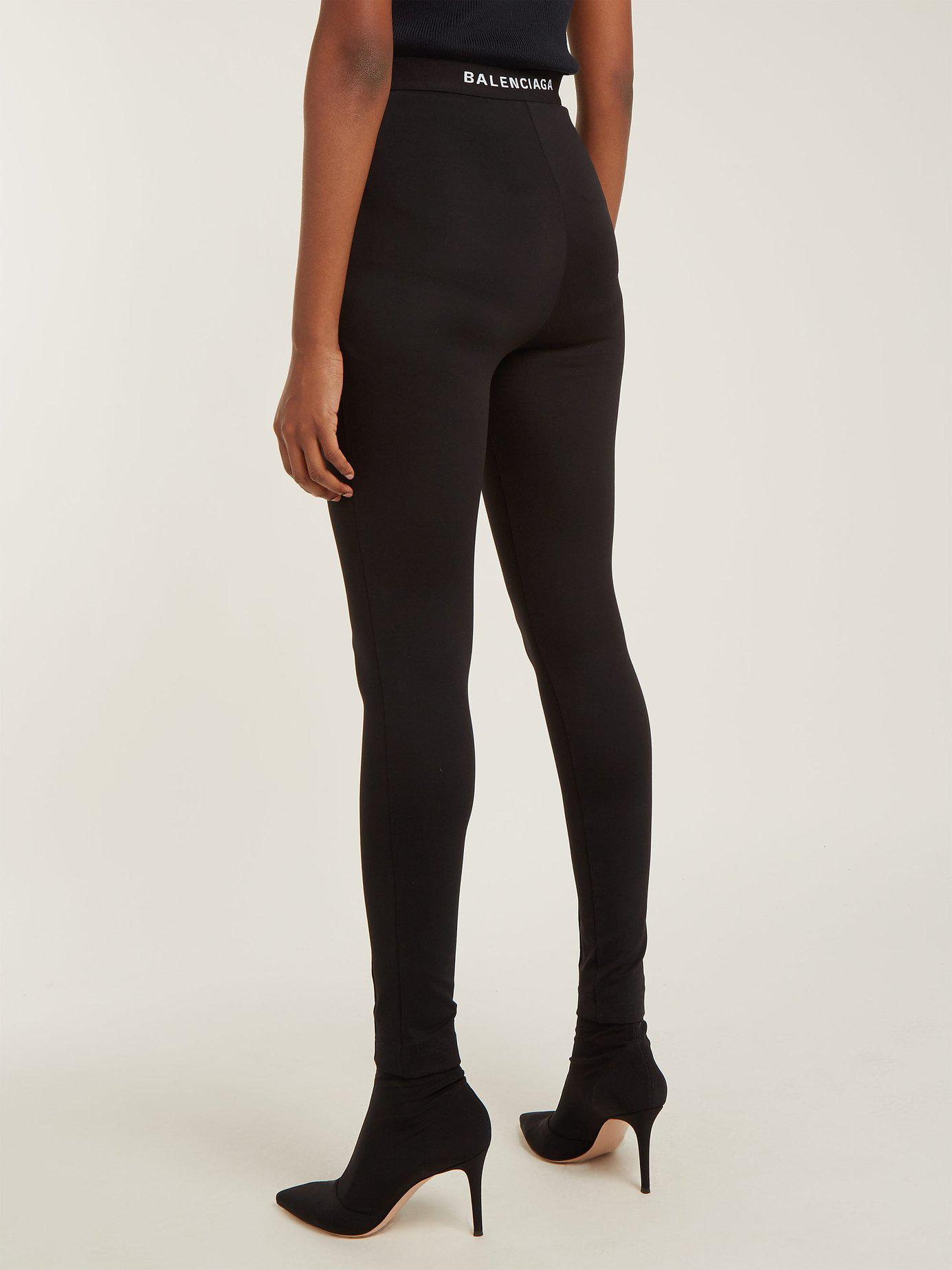 Balenciaga Logo Jersey Leggings in Black | Lyst