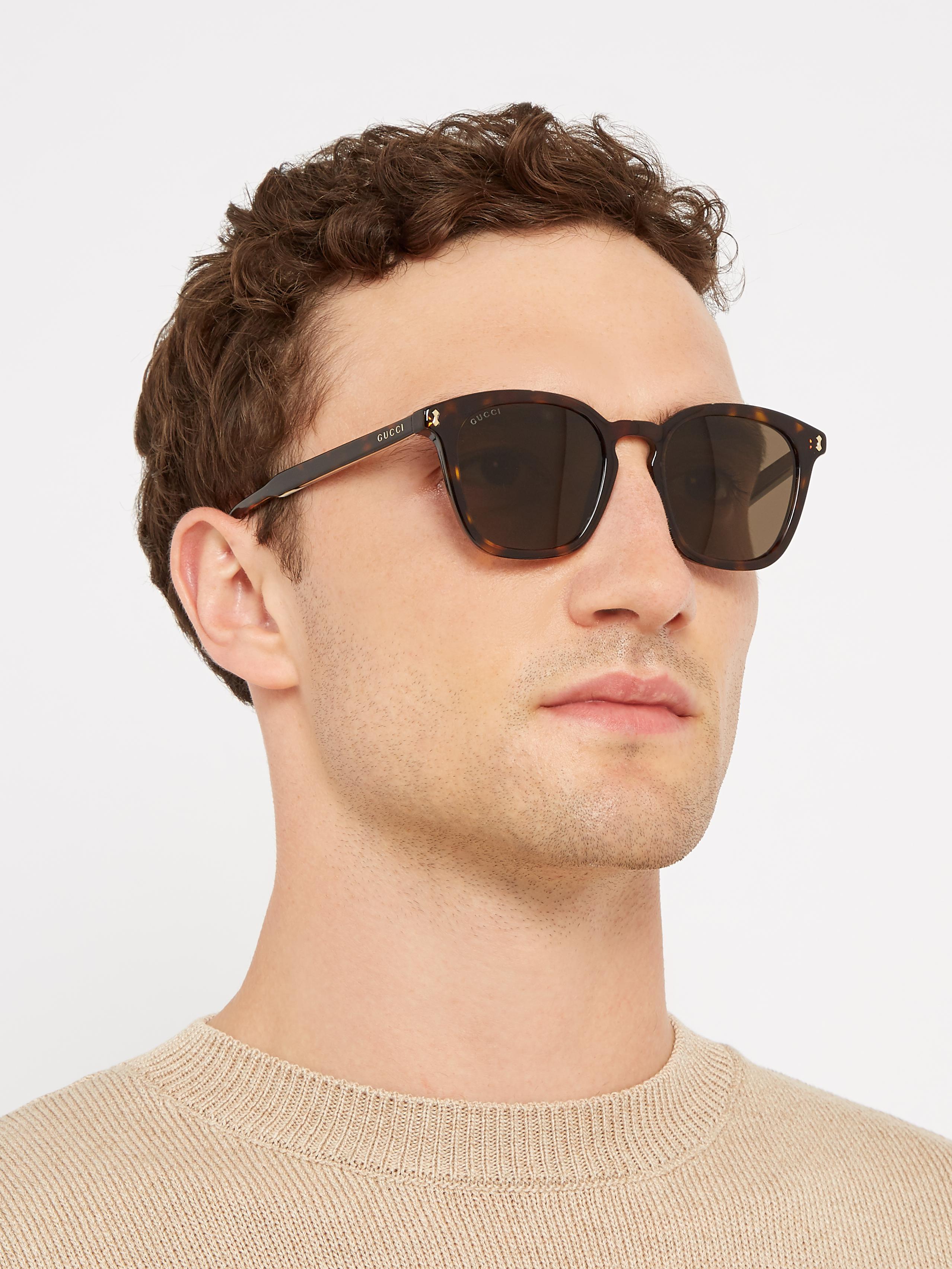 Gucci Square-frame Acetate Sunglasses in Brown for Men - Lyst