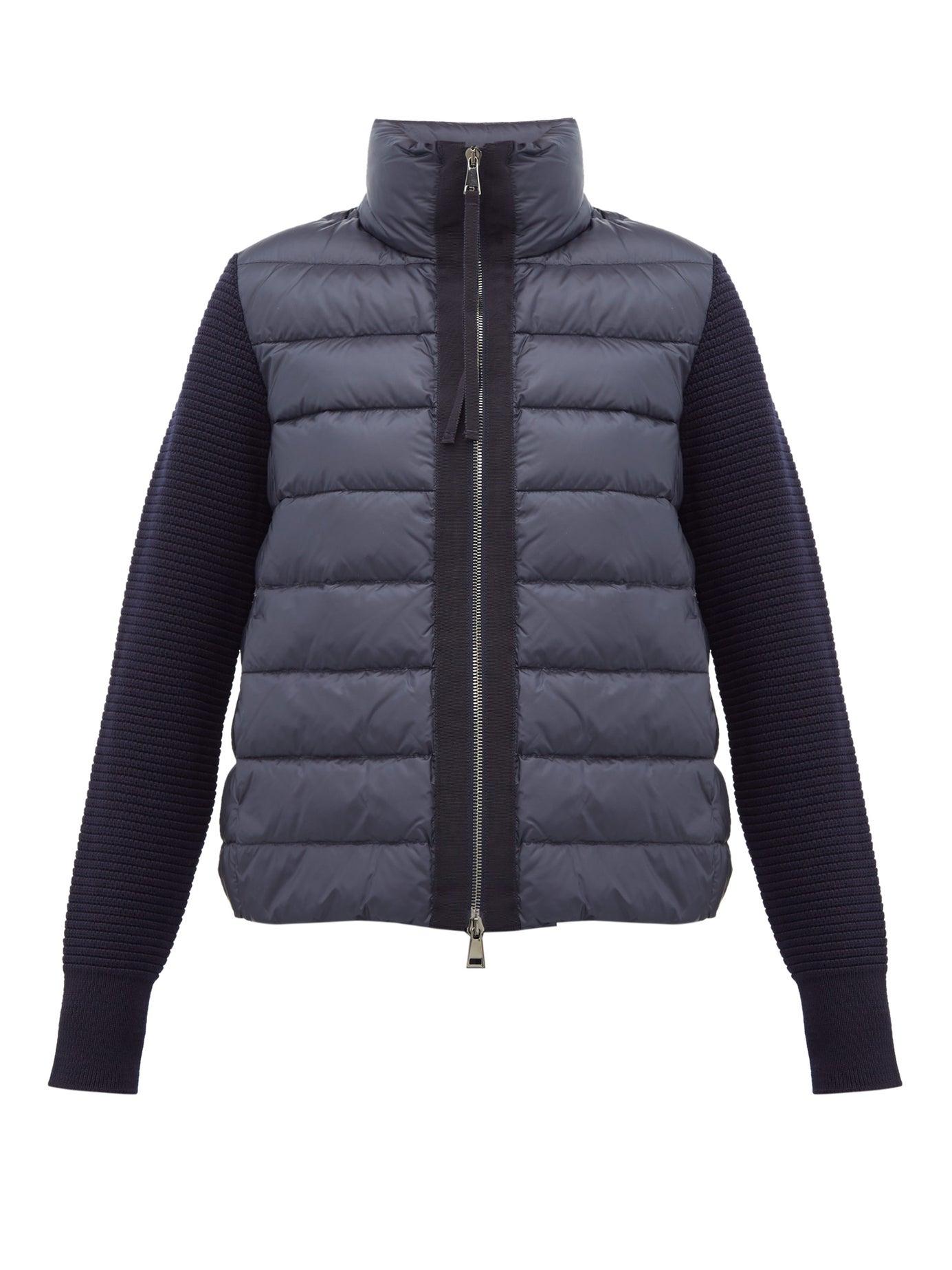 Moncler Synthetic Knitted Sleeve Quilted Down Jacket in Navy (Blue) Lyst