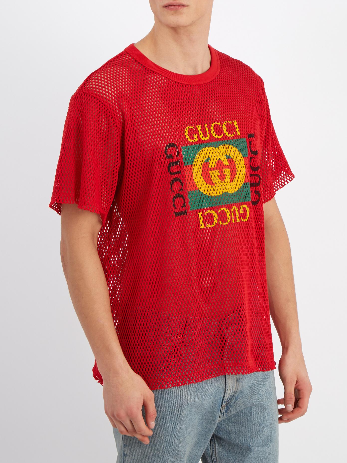 Gucci Logo-print Cotton-blend Mesh Red for |