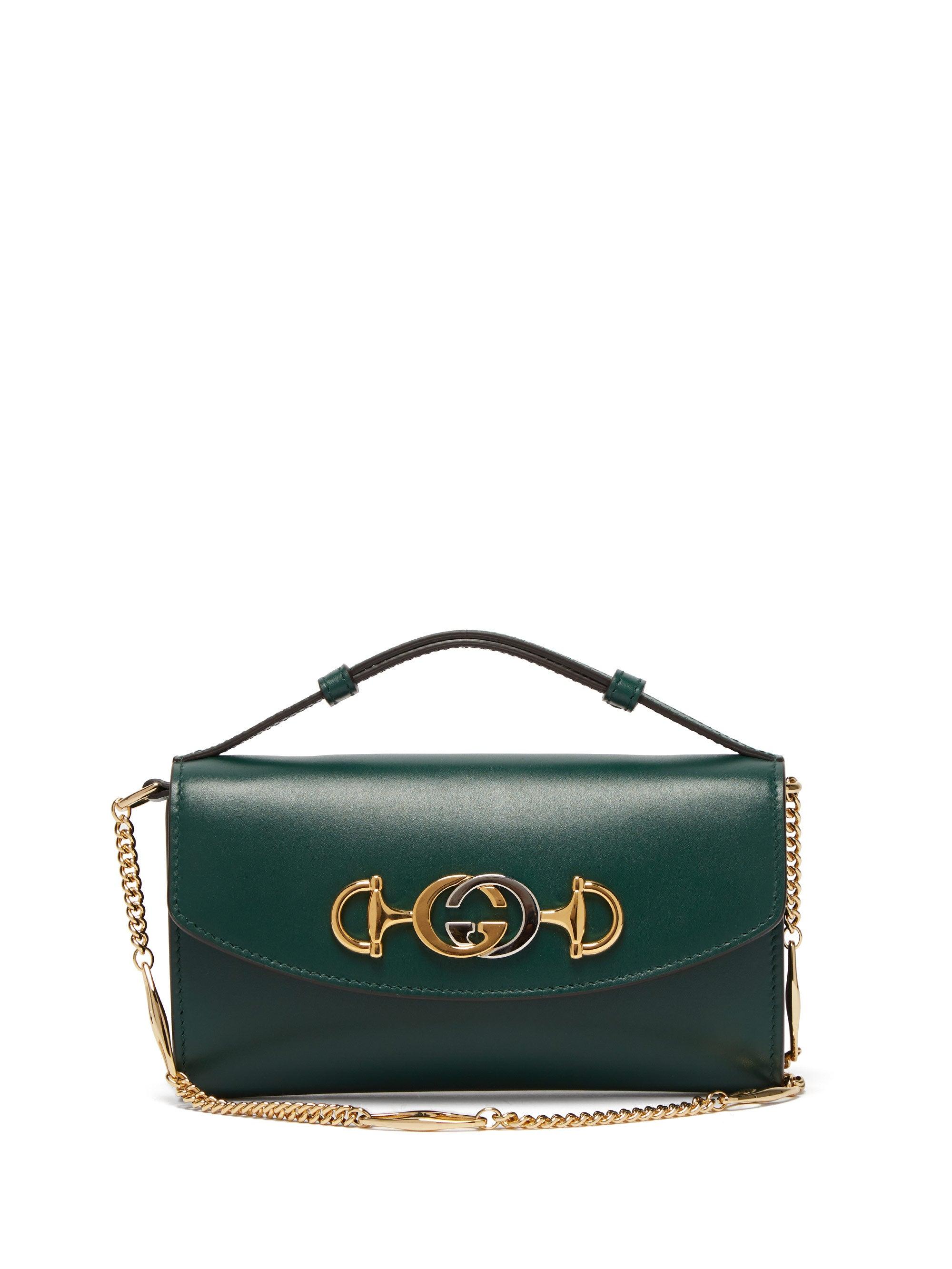 Gucci Zumi Smooth Leather Mini Shoulder Bag in Green Lyst