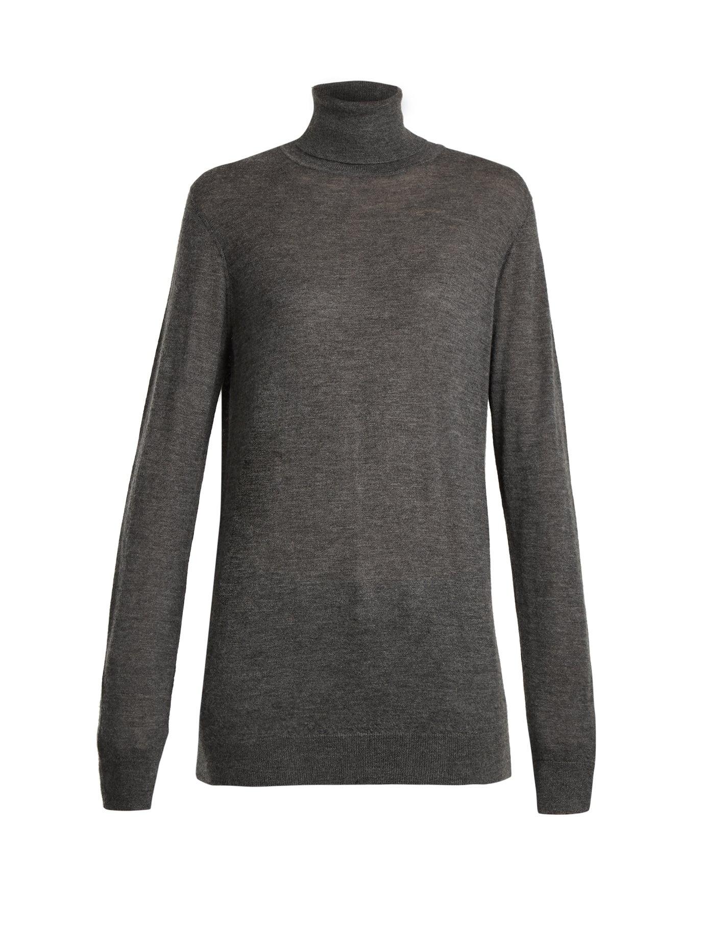 Raey Roll-neck Fine-knit Cashmere Sweater in Charcoal (Gray) - Lyst