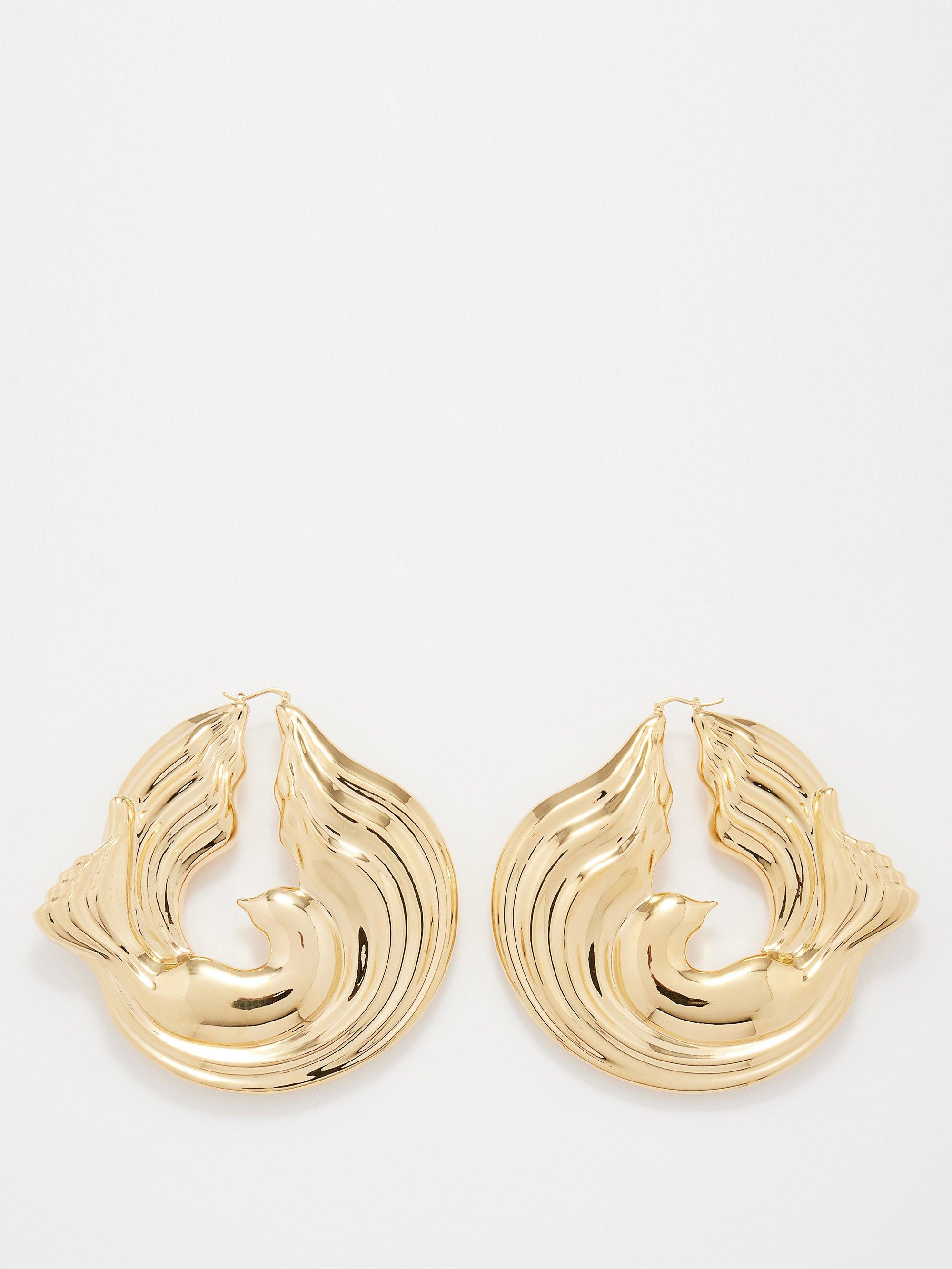 Nina Ricci Twisted Bird Gold-plated Hoop Earrings in Natural | Lyst