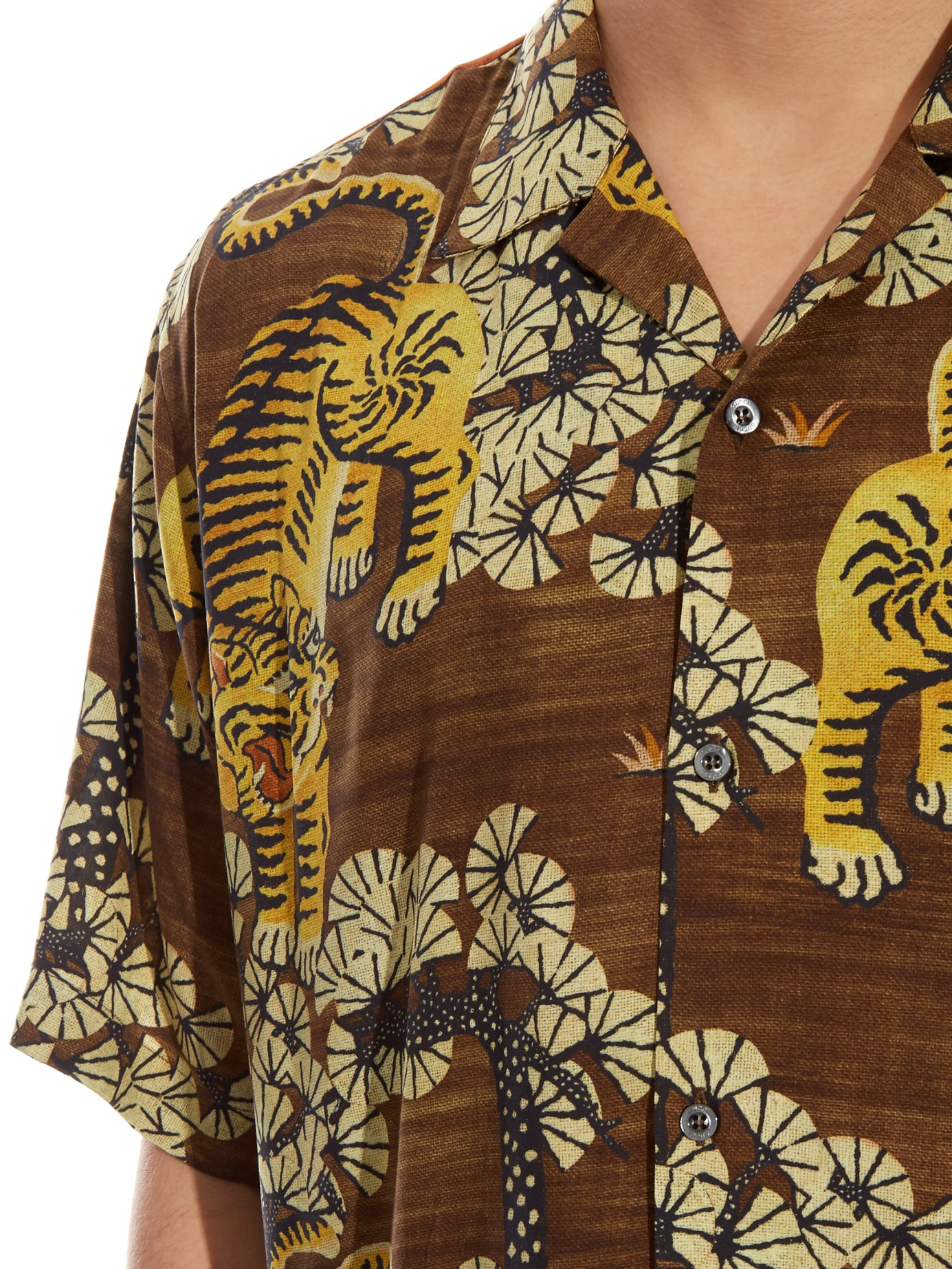 Tiger-Print Shirt in Natural for Men | Lyst