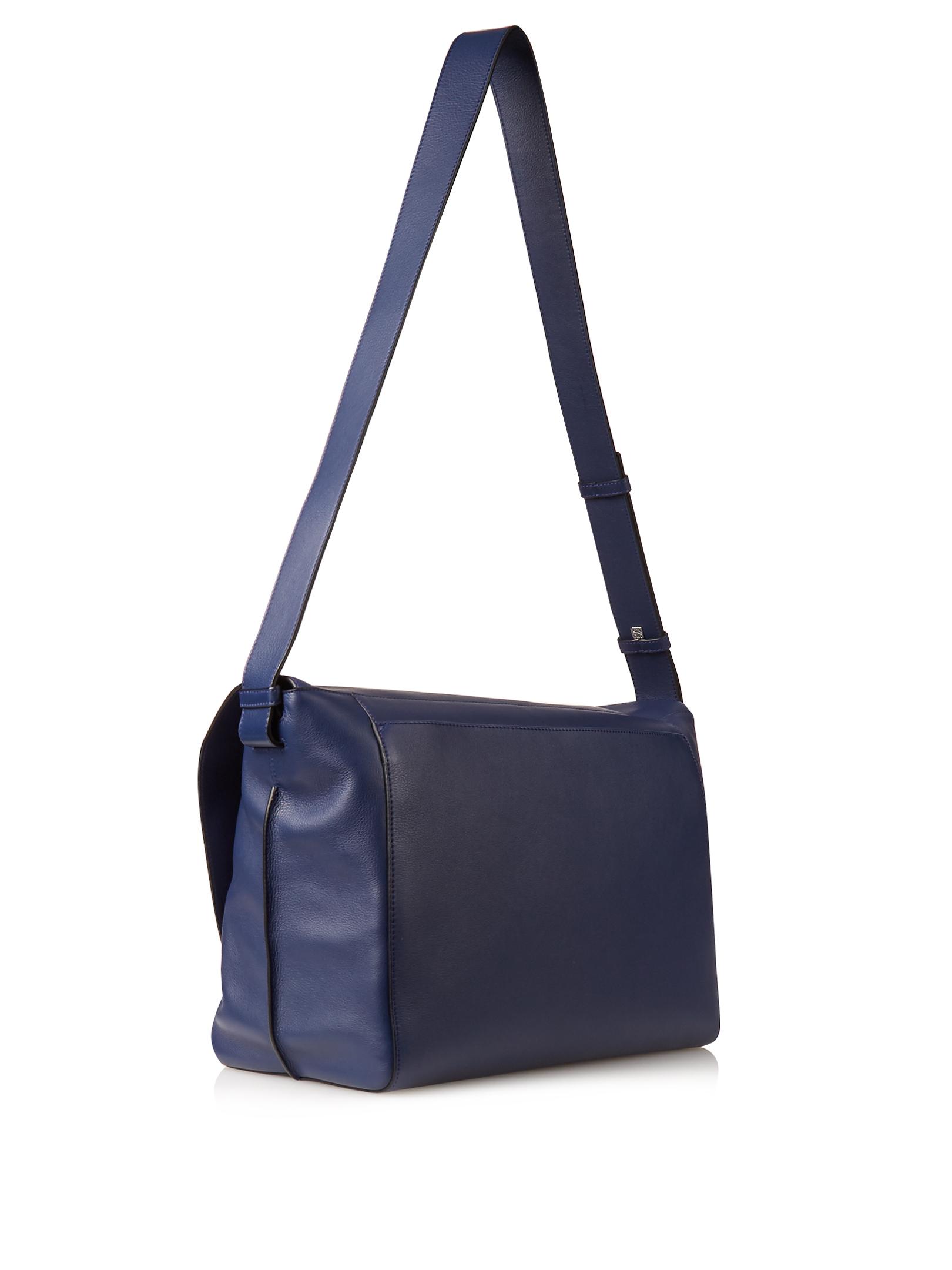 Loewe Anton Leather Messenger Bag in Blue for Men