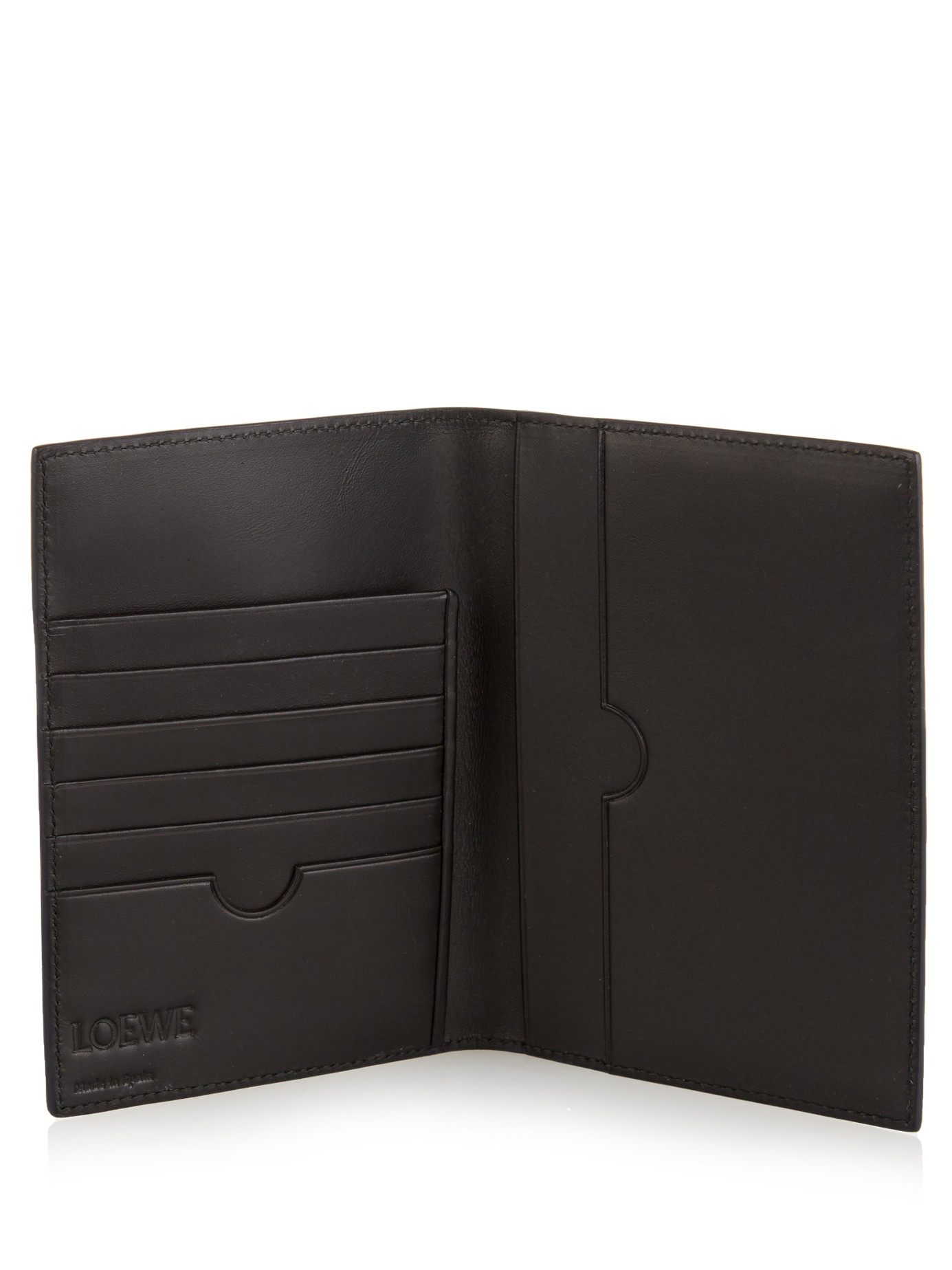 Loewe Textured Leather Passport Holder in Black for Men Lyst