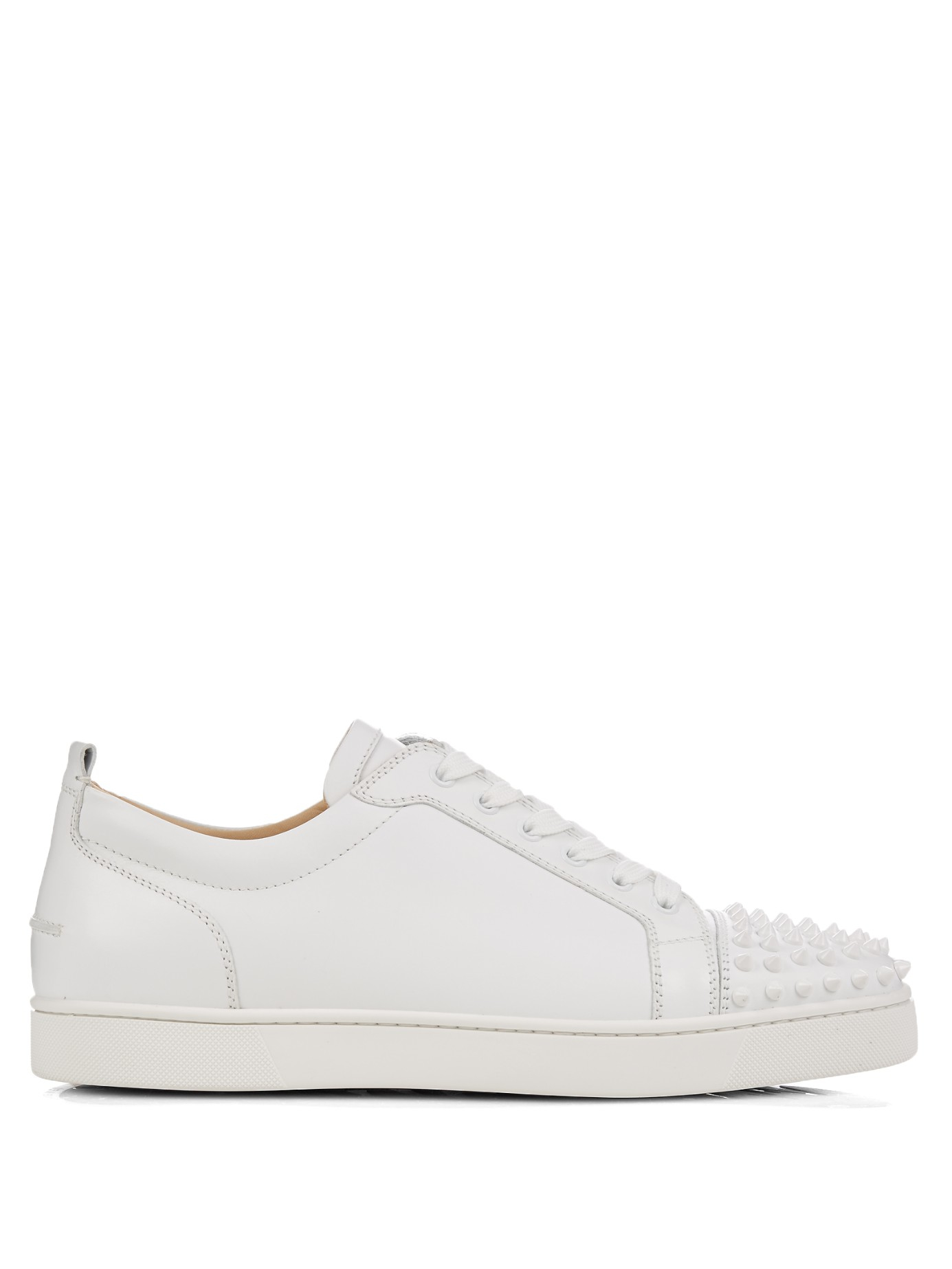 Christian Louboutin Leather Louis Spike-embellished Trainers in White for Men - Lyst