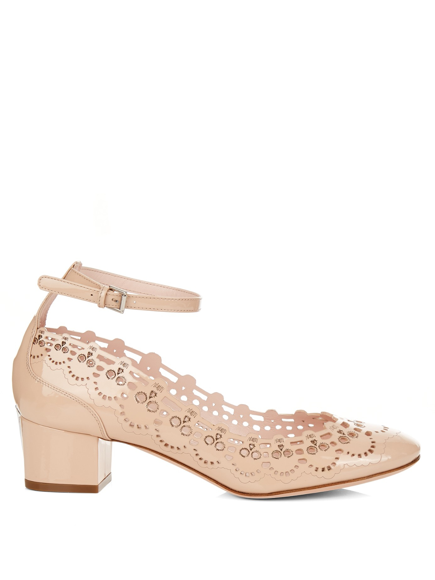 Alexander McQueen Mary-Jane Patent-Leather Skull Pumps in Natural | Lyst