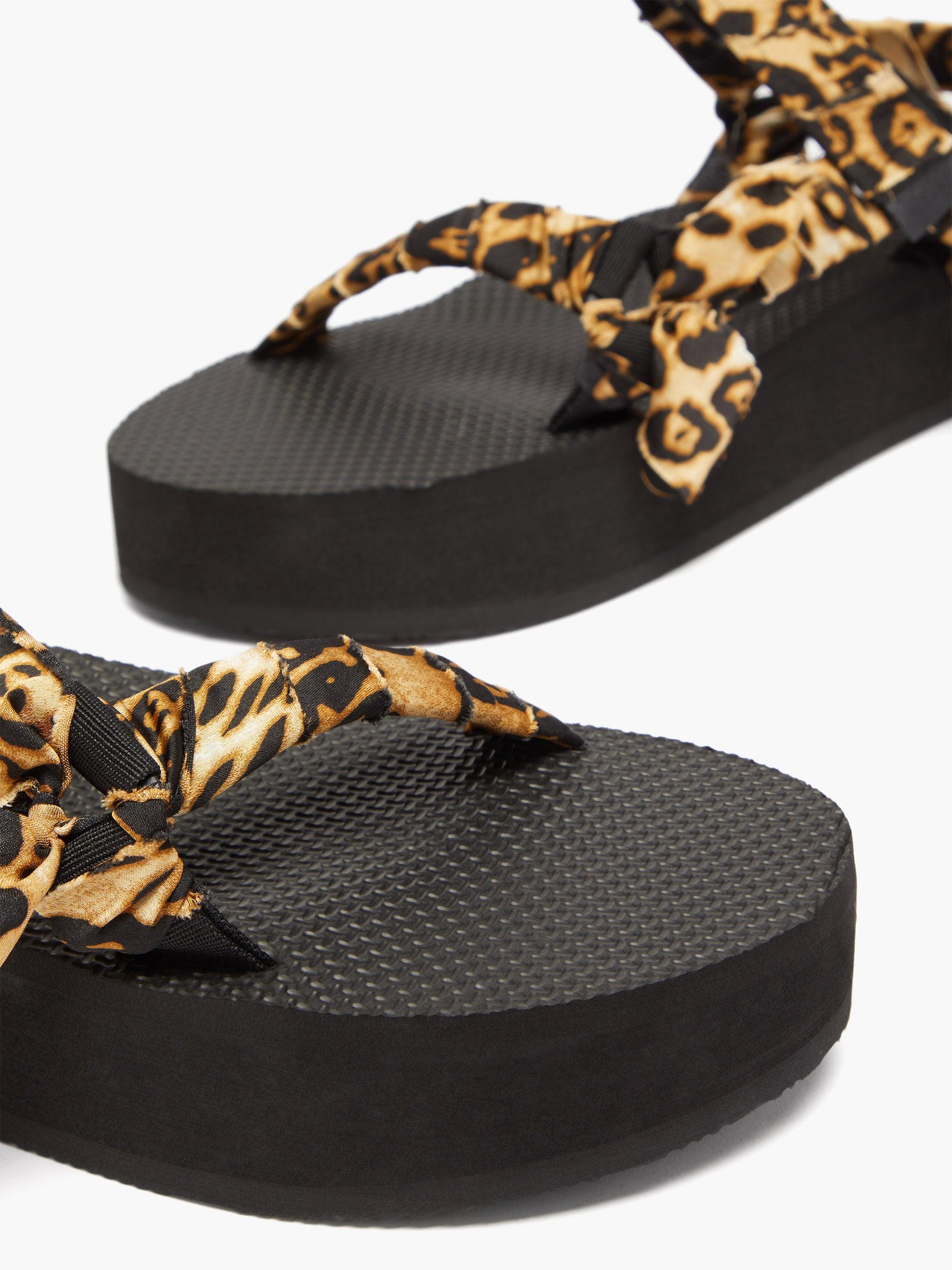 leopard flatform sandals
