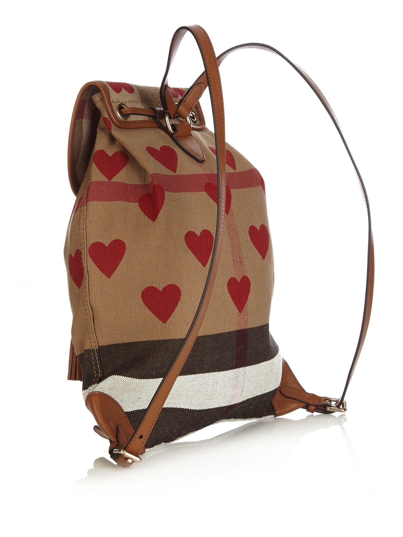 Burberry Heart-print Canvas Checked Backpack | Lyst