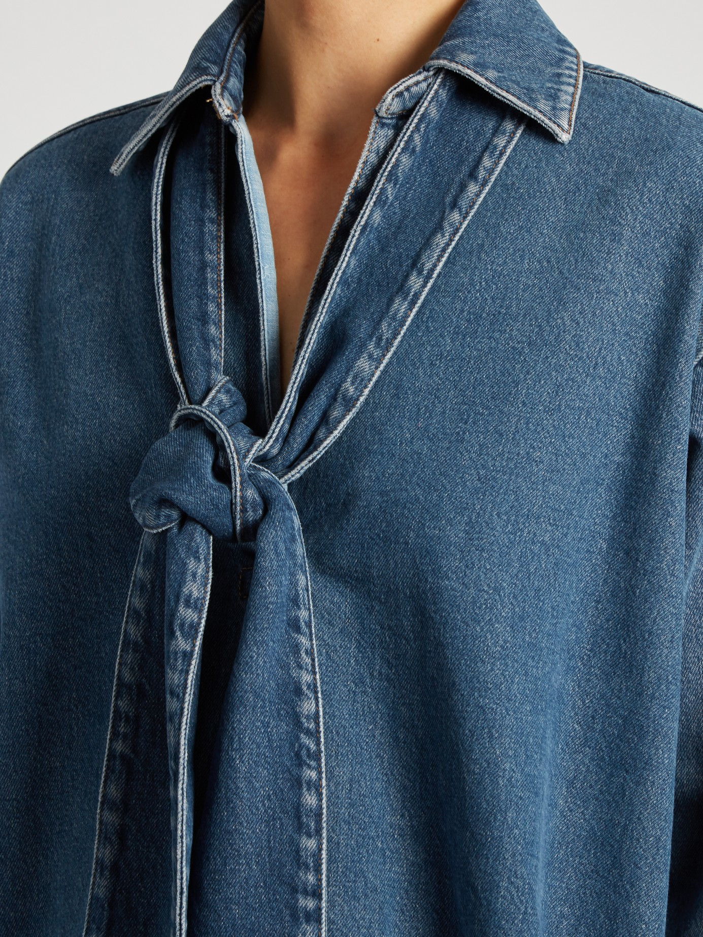 Chloé Tieneck Denim Blouse in Blue Lyst