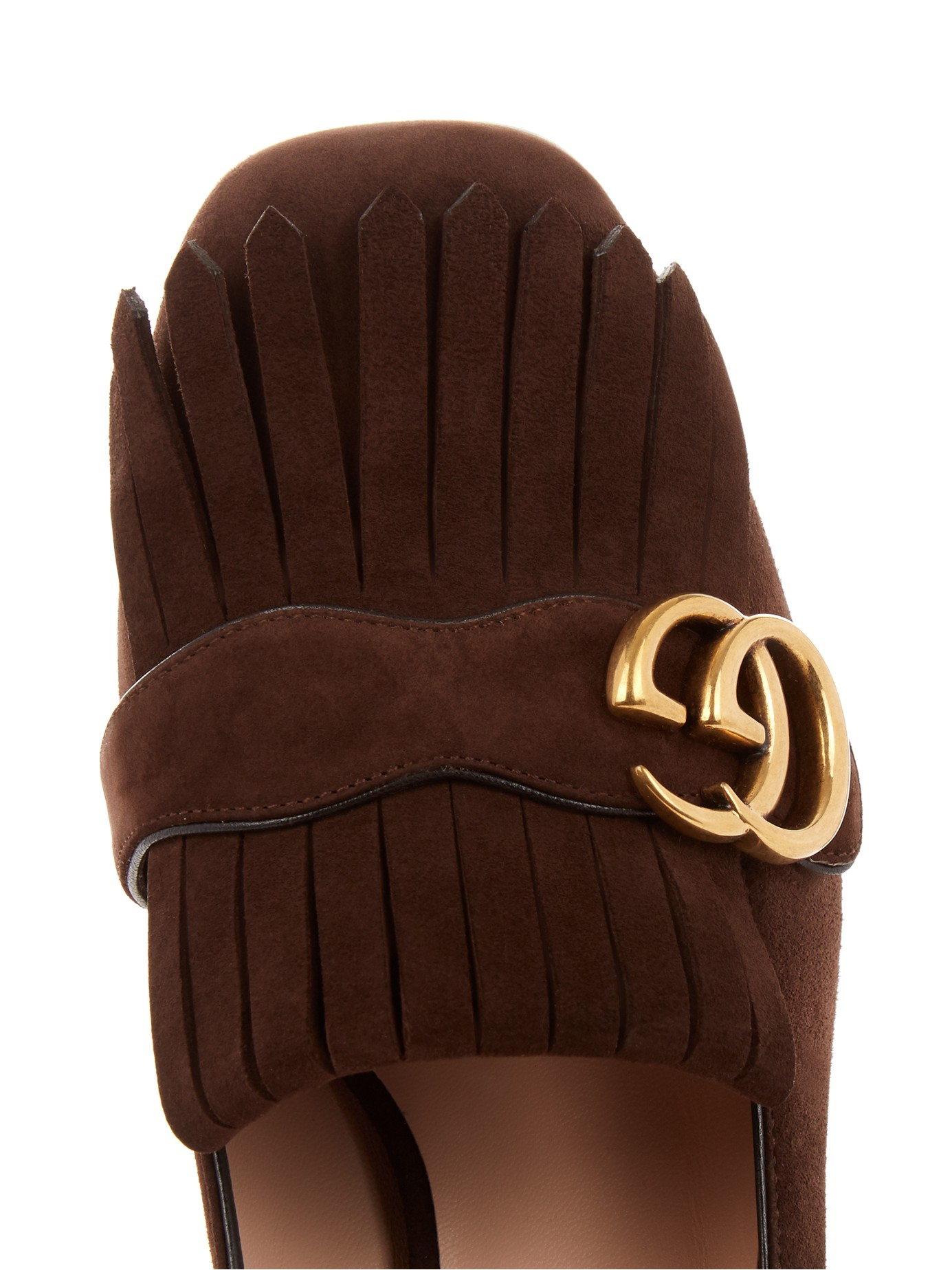 Gucci Marmont Fringed Suede Loafers | Lyst