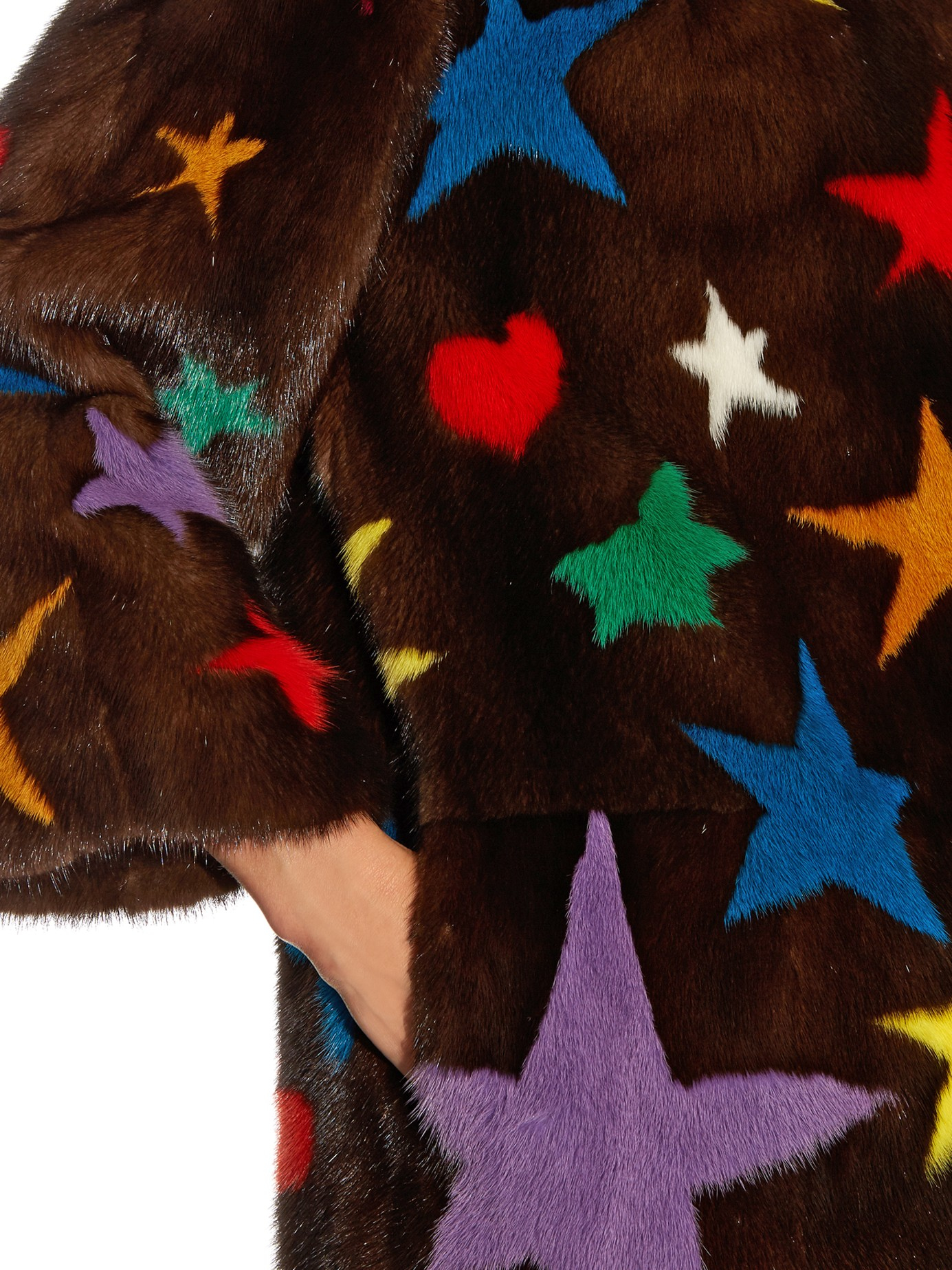Gucci Symbol-intarsia Mink-fur Coat in Brown - Lyst