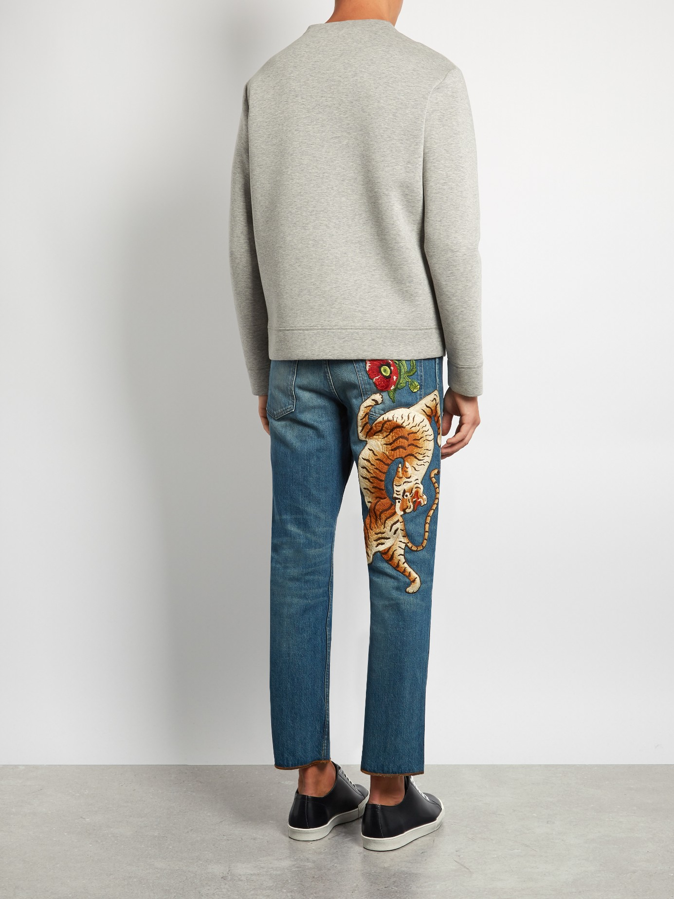 Gucci Denim Tiger-appliqué Slim-fit 