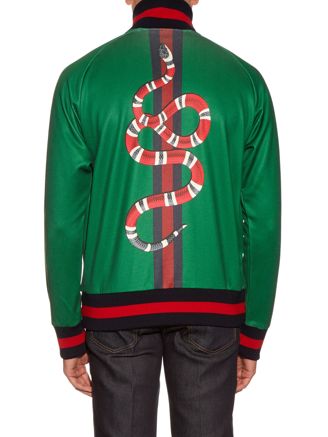 Gucci Butterfly-appliqué And Snake-print Track Jacket in Green for Men |  Lyst