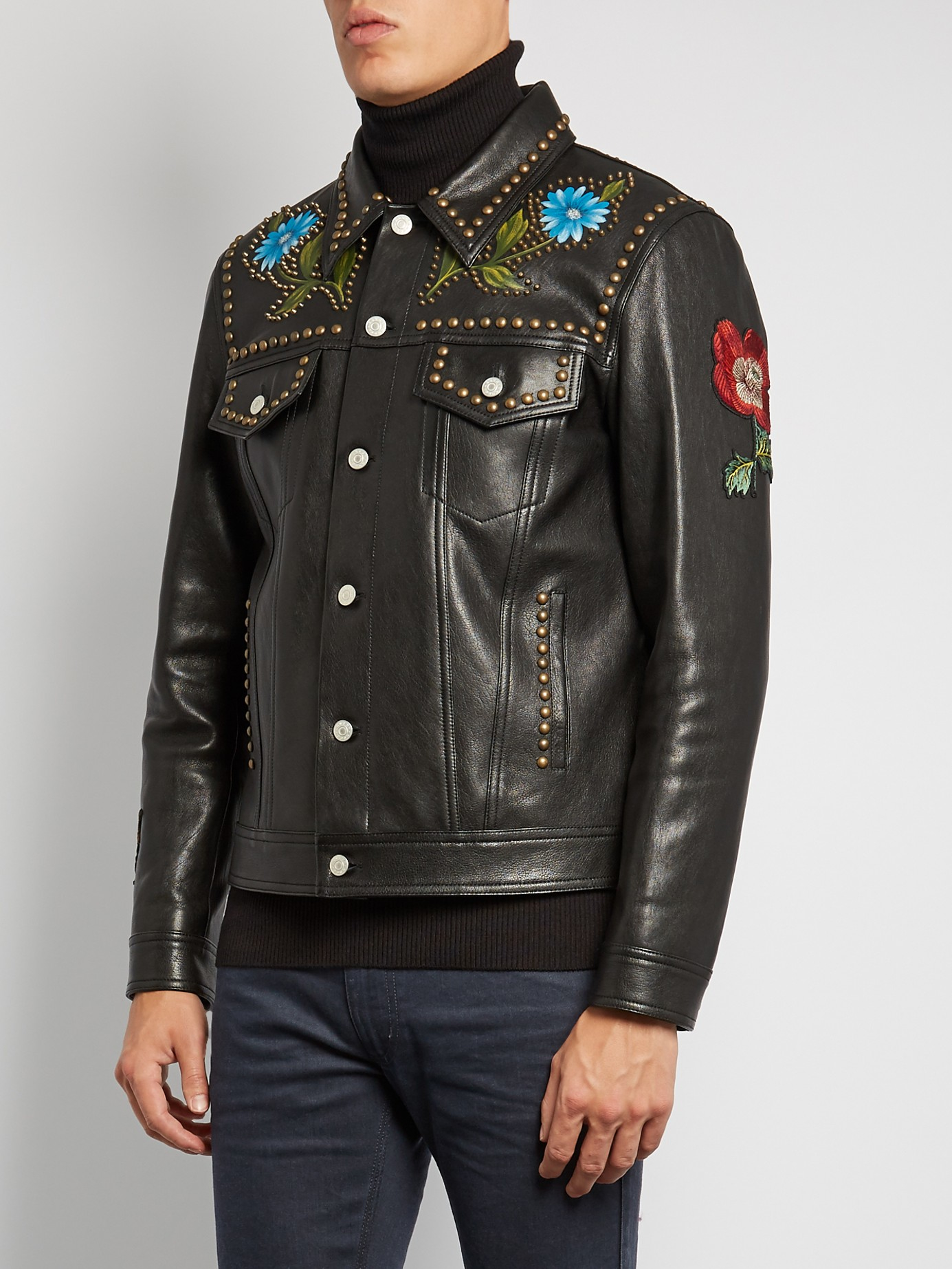 gucci hand painted leather jacket
