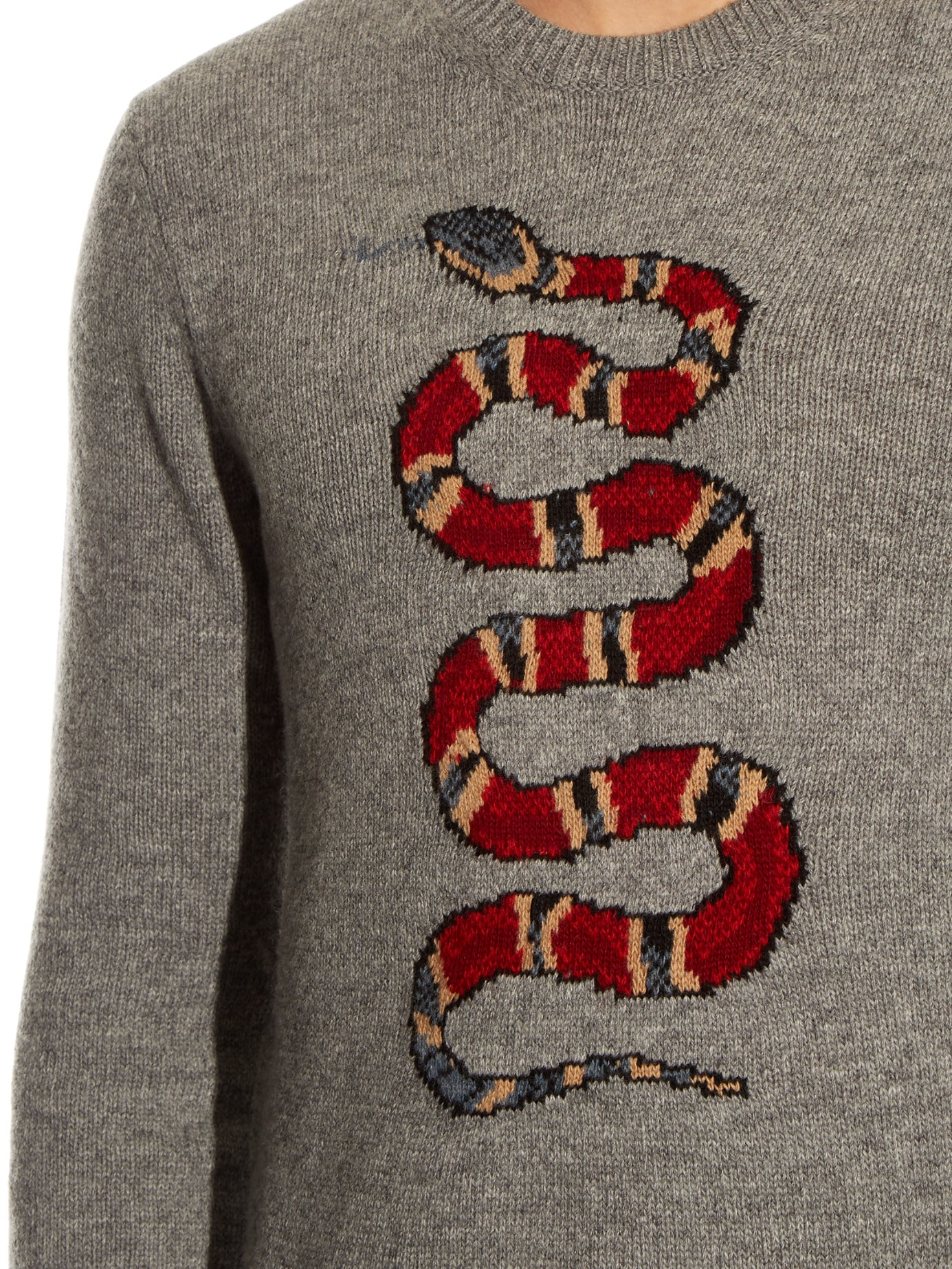 Gucci Snake-intarsia Wool-knit Sweater for Men | Lyst