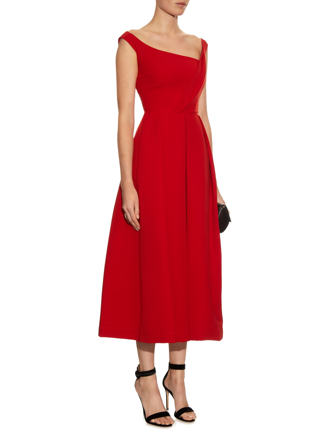 Preen By Thornton Bregazzi Finella Satin Midi Dress in Red | Lyst