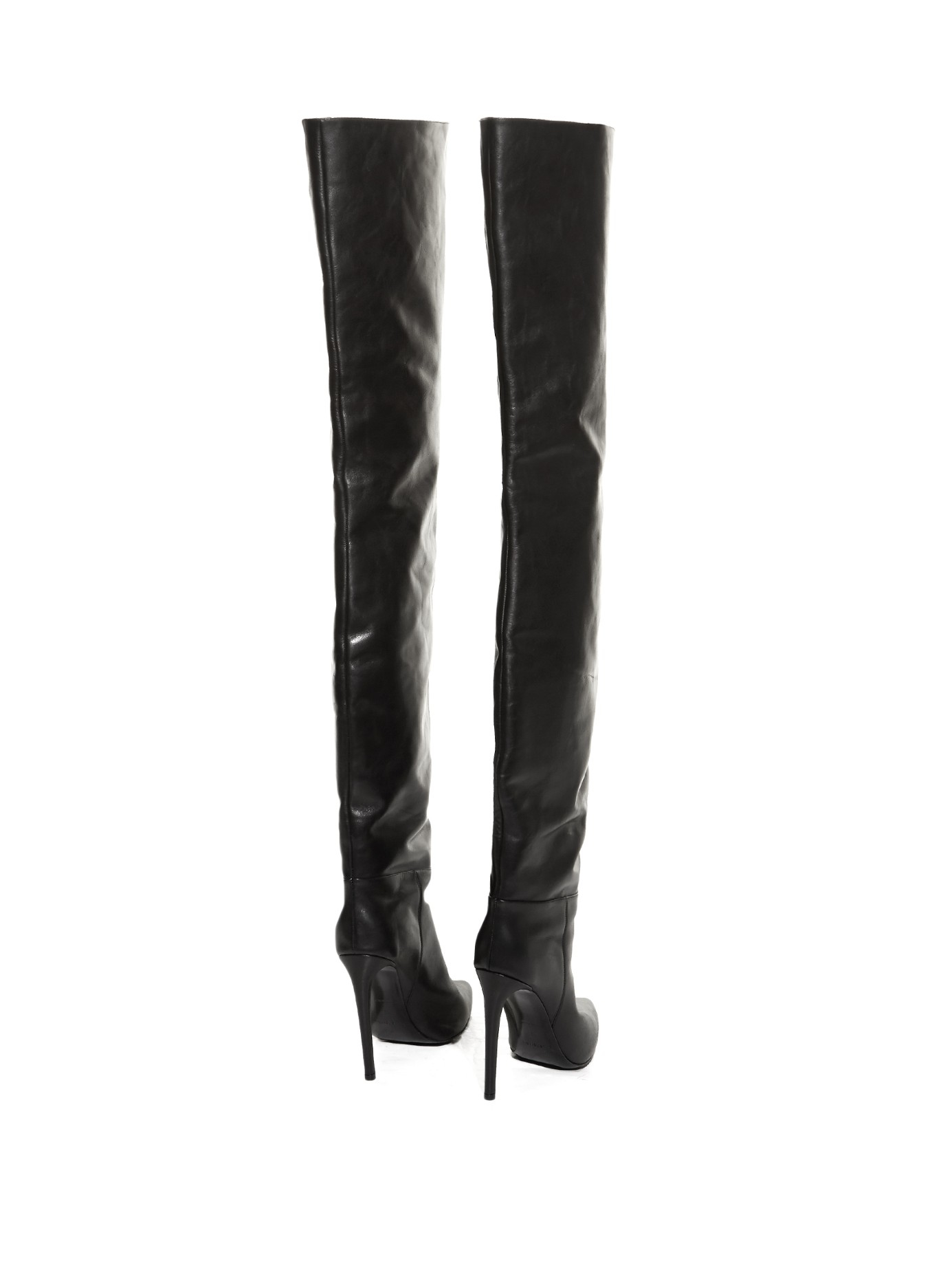 Lyst - Balenciaga All Time Leather Over-The-Knee Boots in Black