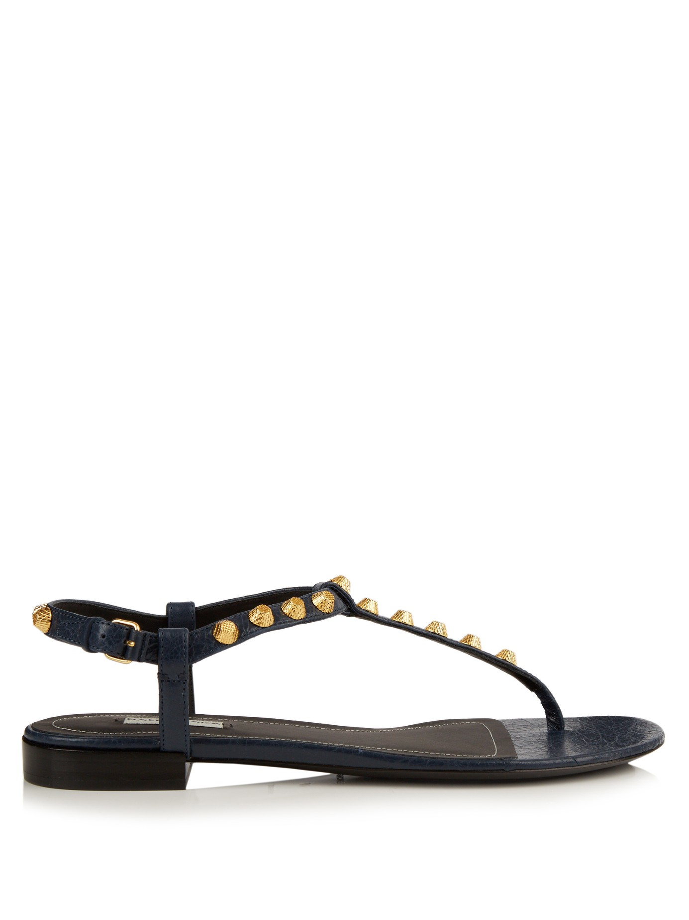 Balenciaga Arena Studded Leather Sandals in Navy (Blue) | Lyst