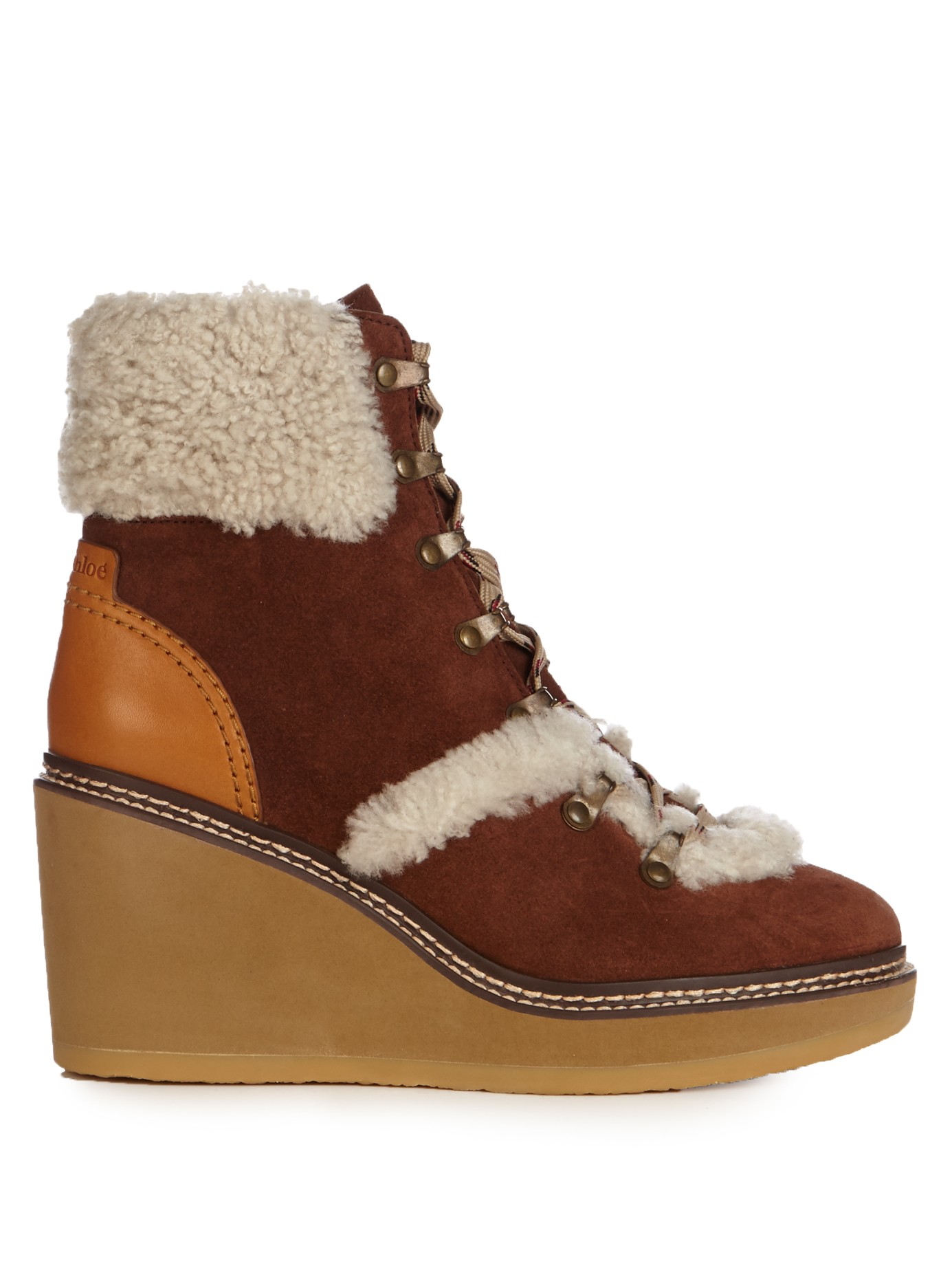 see by boots see by chlo 233 eileen suede and shearling ankle boots in see by boots see by chlo 233 eileen suede and shearling ankle boots in