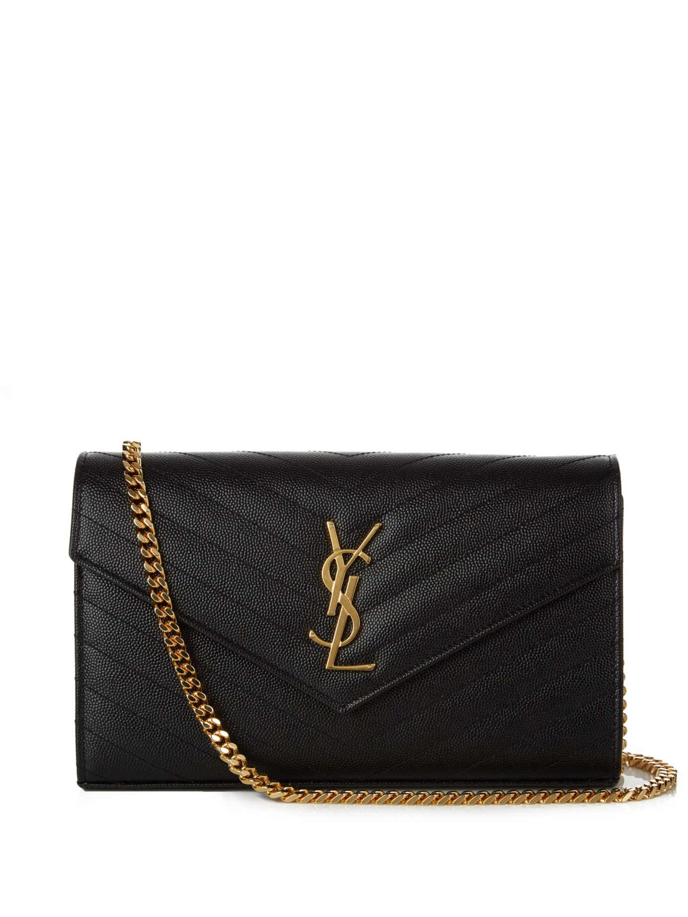 Saint Laurent Leather Ysl Monogrammed Suede Quilted Bag In Black - Lyst