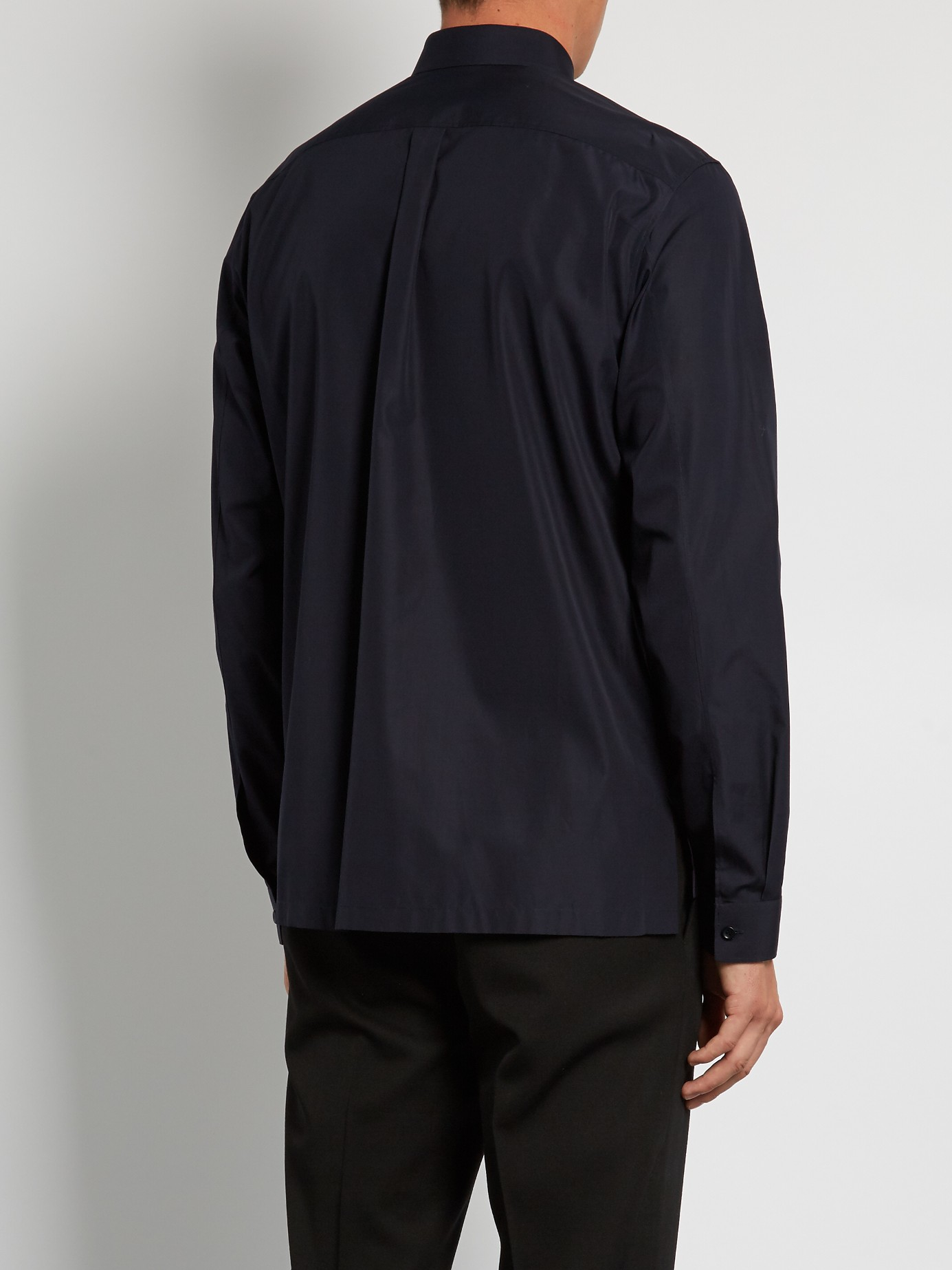 Balenciaga Button-down Collar Cotton-poplin Shirt in Navy (Blue) for ...