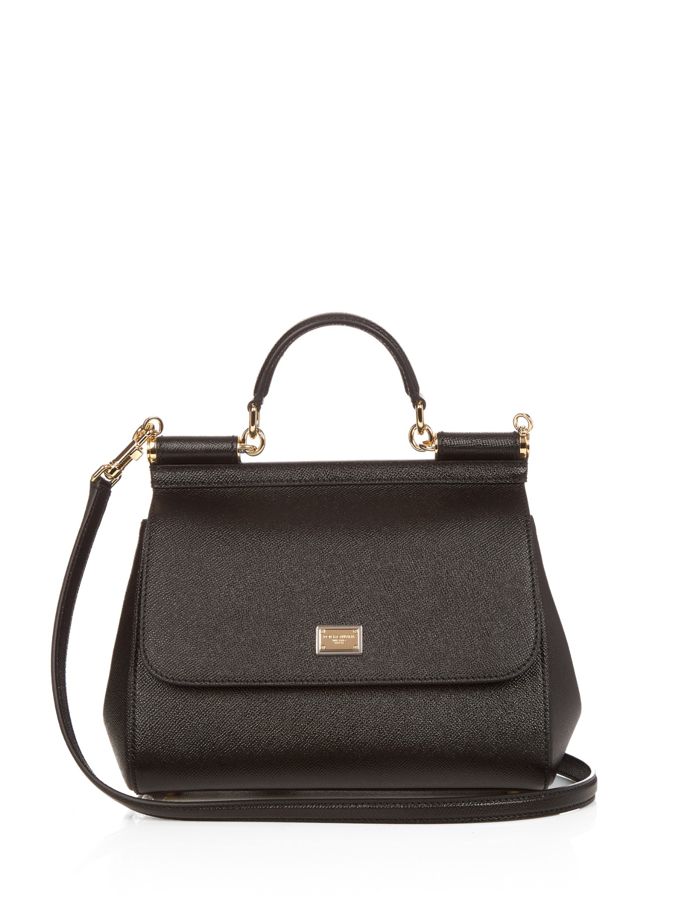 Lyst - Dolce & gabbana Sicily Small Leather Tote in Black
