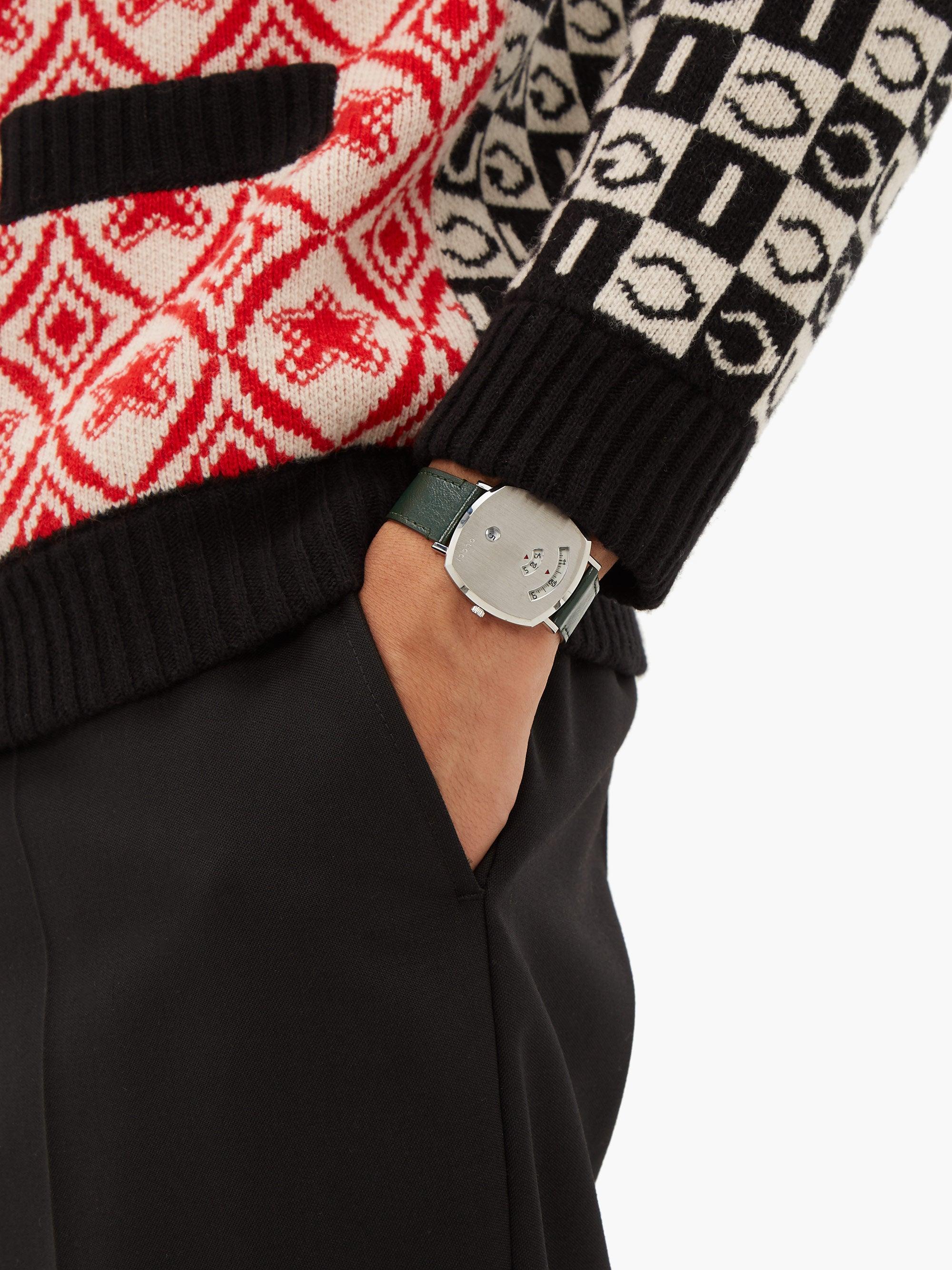 Gucci Leather Grip Watch, 35mm in Green 