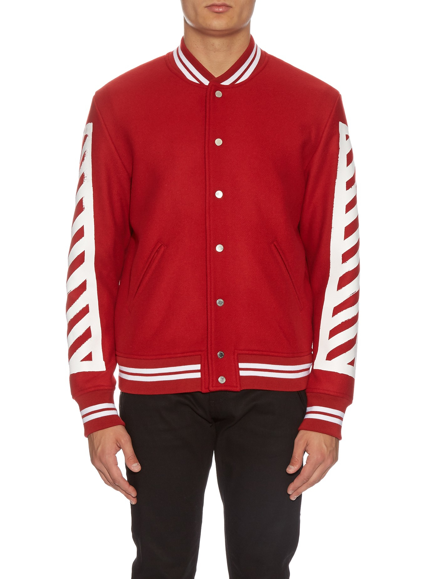 Off-White c/o Virgil Abloh Wool Varsity Jacket in Red for Men