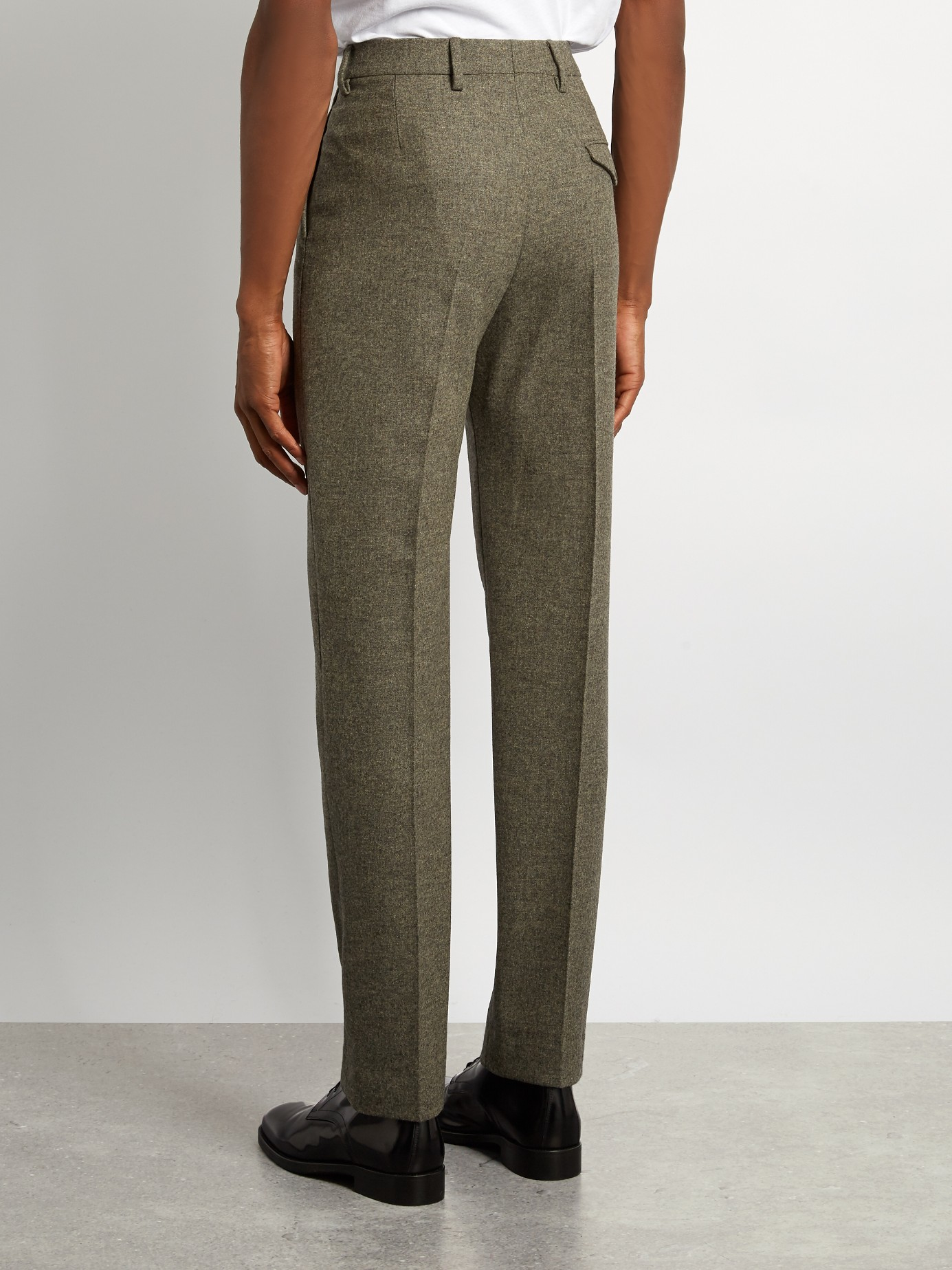 straight leg wool trousers