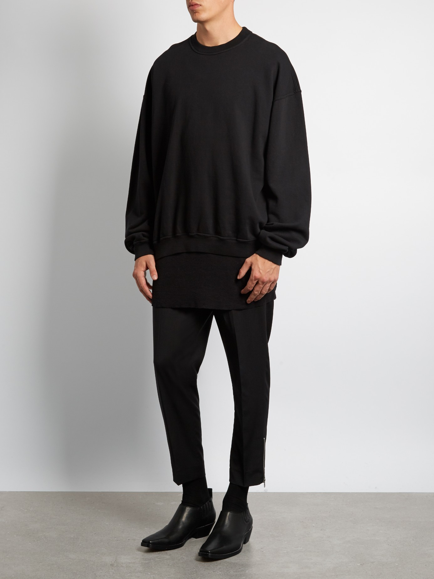Haider Ackermann Perth Crew-neck Cotton Sweatshirt in Black for Men - Lyst