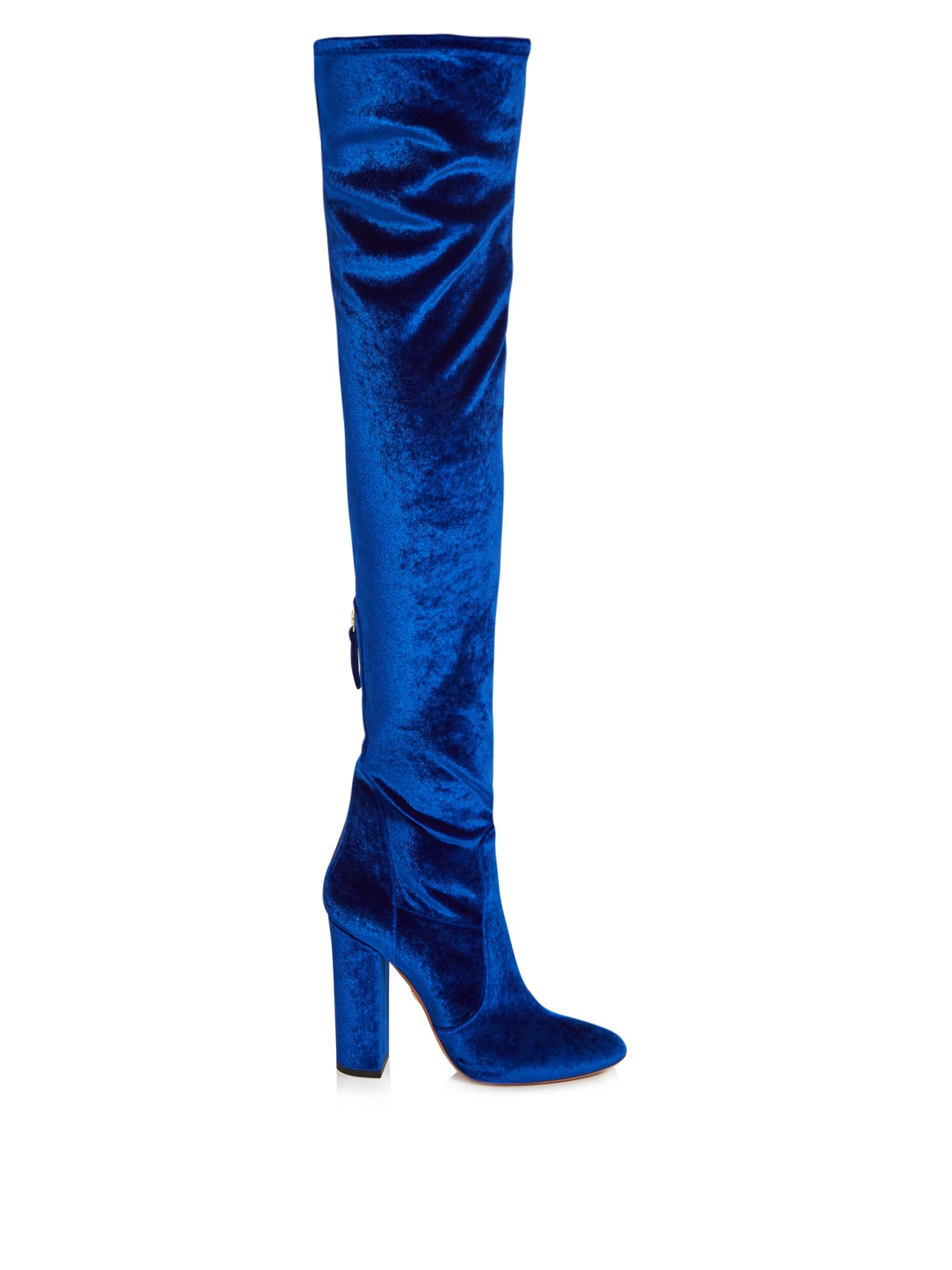 Aquazzura Velvet Over-The-Knee Boots in Blue | Lyst