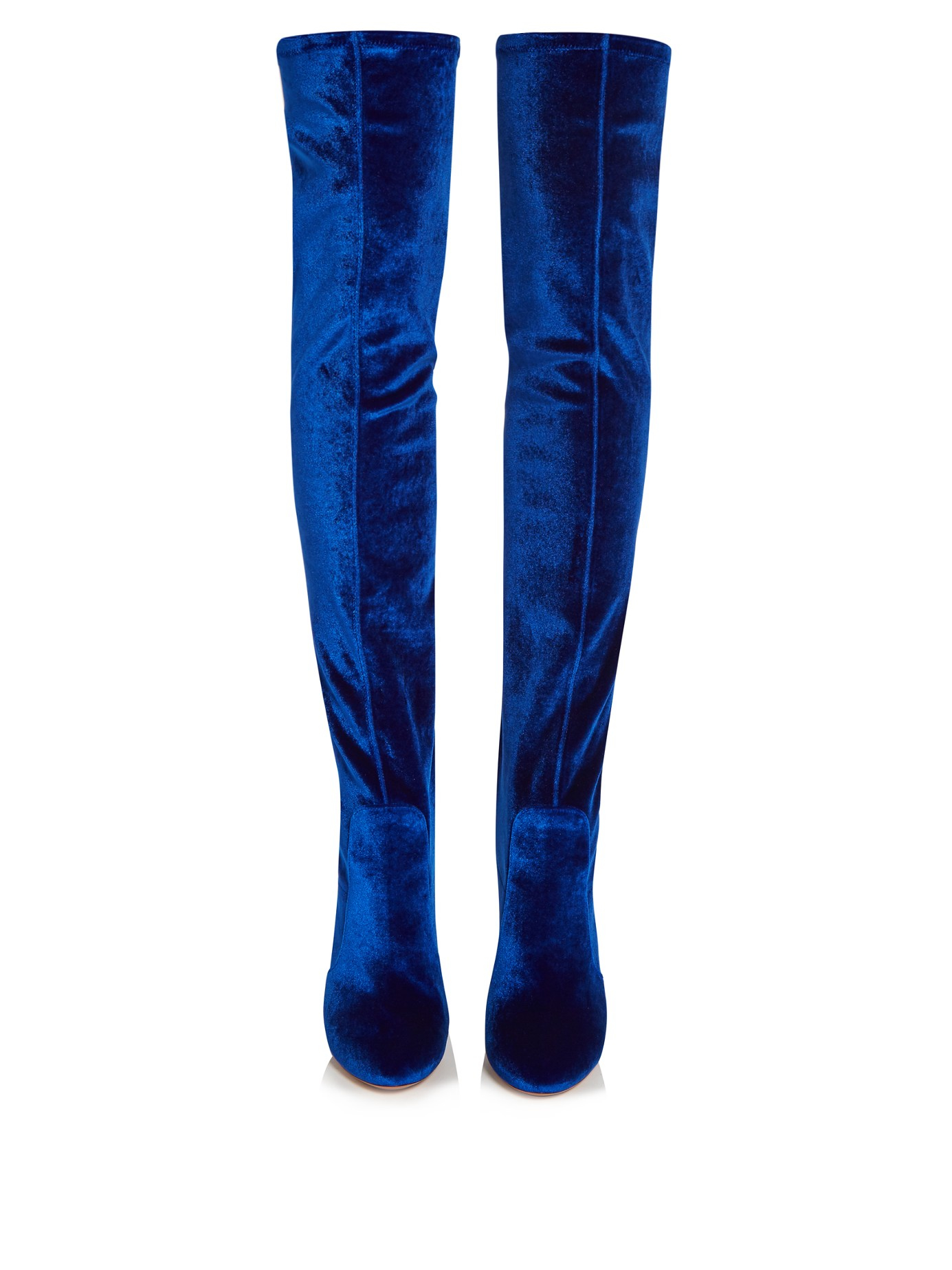 Aquazzura Velvet Over-The-Knee Boots in Blue | Lyst