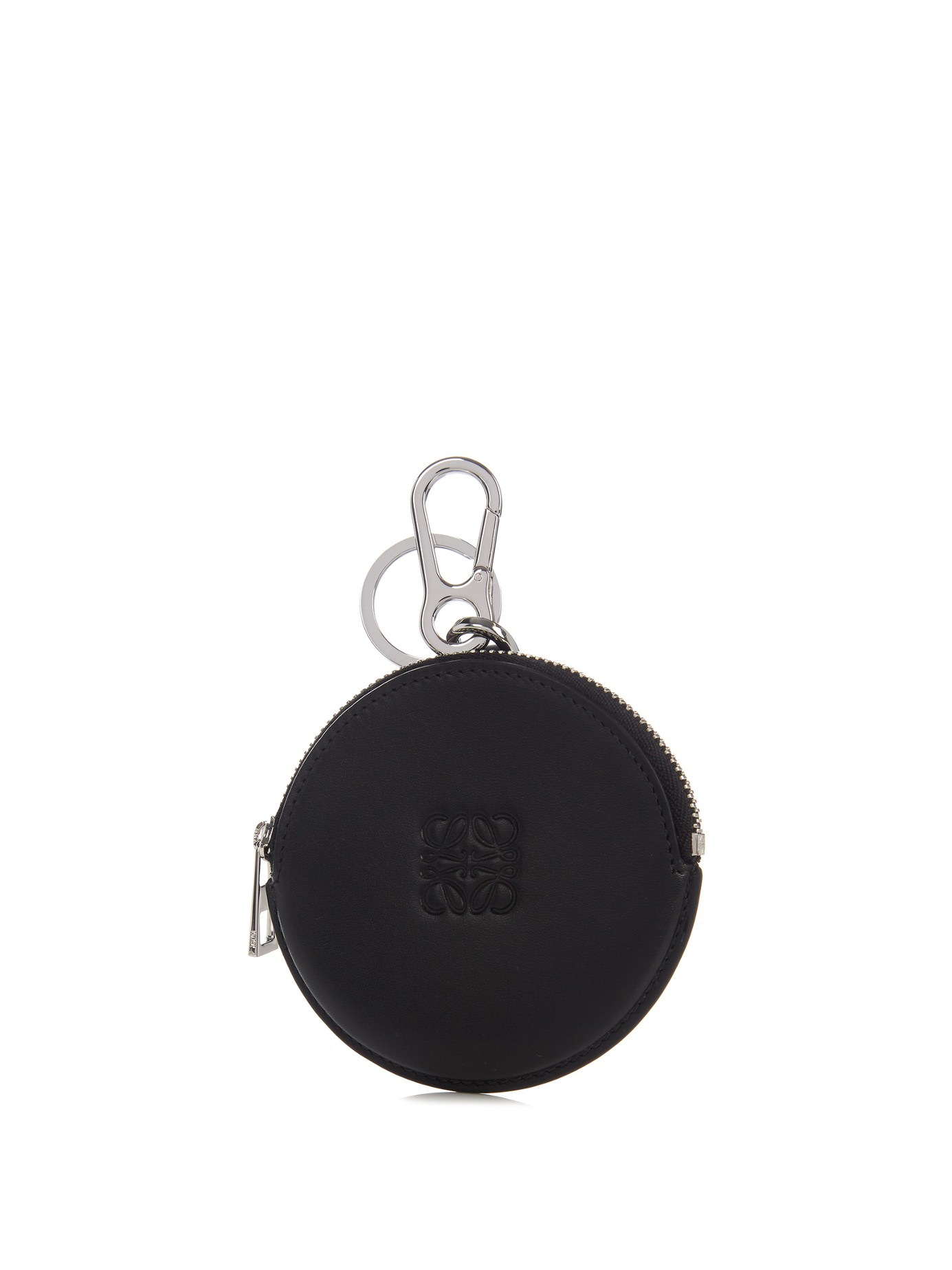 Loewe Round Leather Coin Purse Key Ring in Black - Lyst