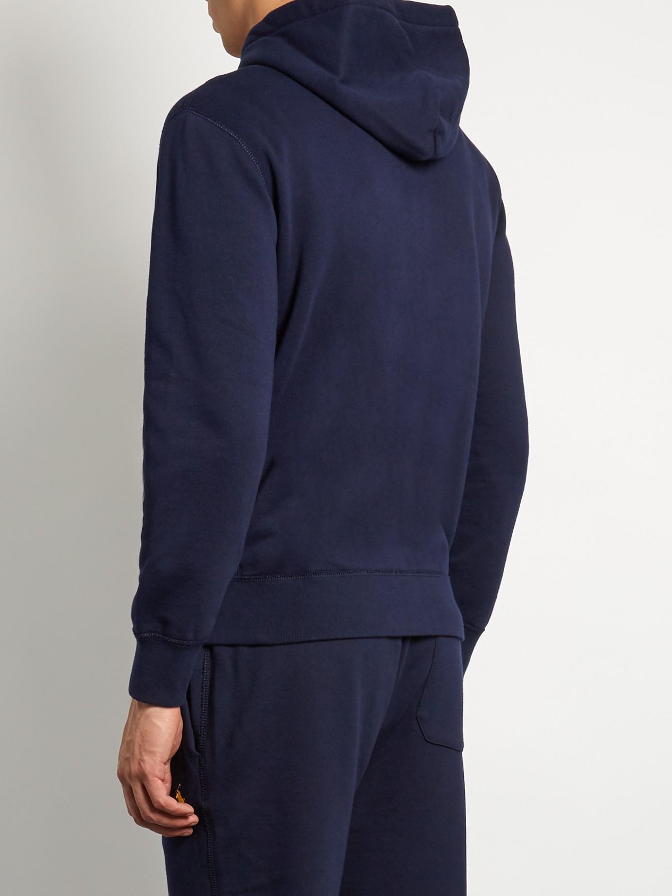 Polo Ralph Lauren Zip-up Cotton-blend Hooded Sweatshirt in Navy (Blue ...