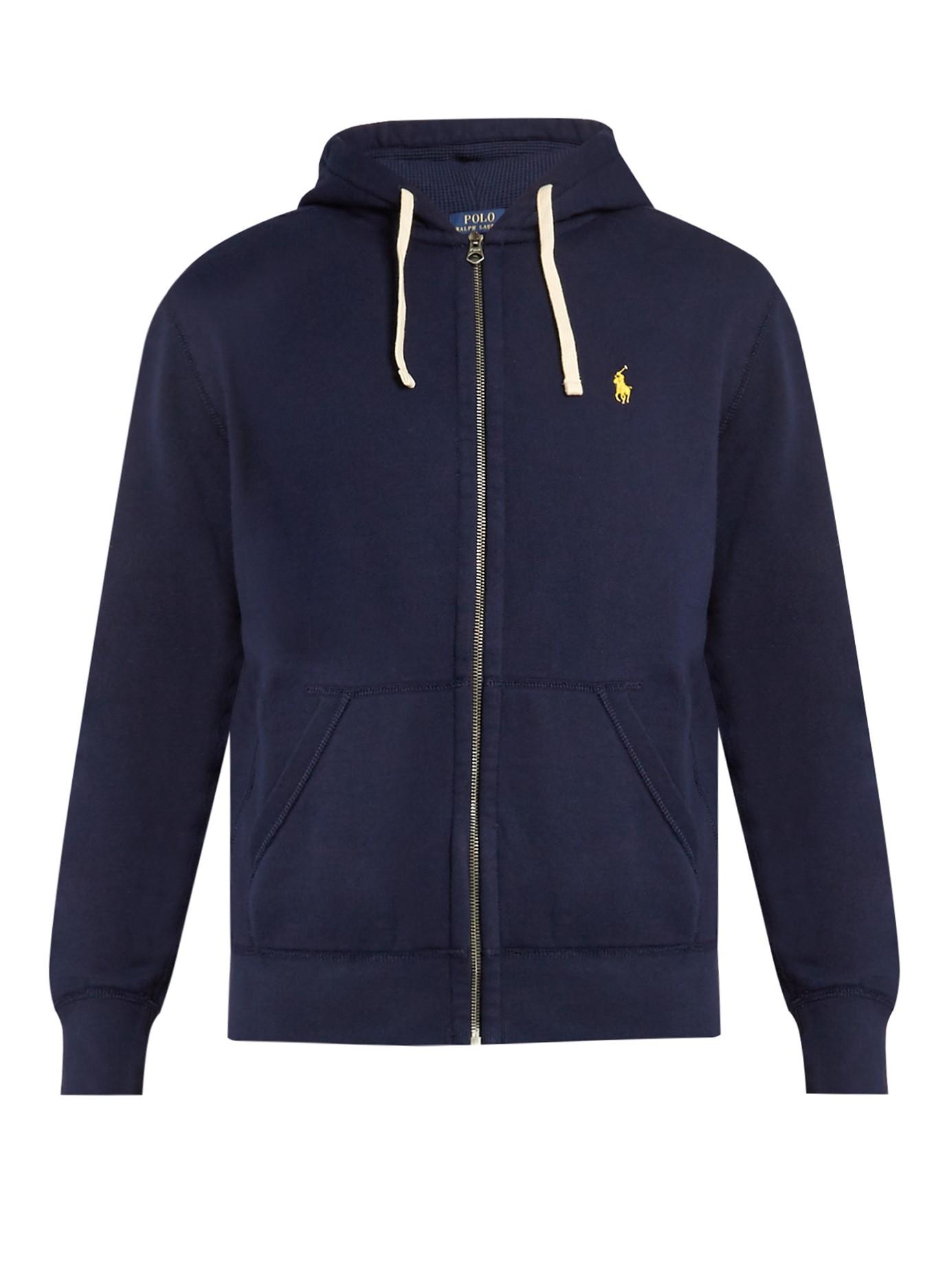 Polo Ralph Lauren Zip-up Cotton-blend Hooded Sweatshirt in Navy (Blue ...